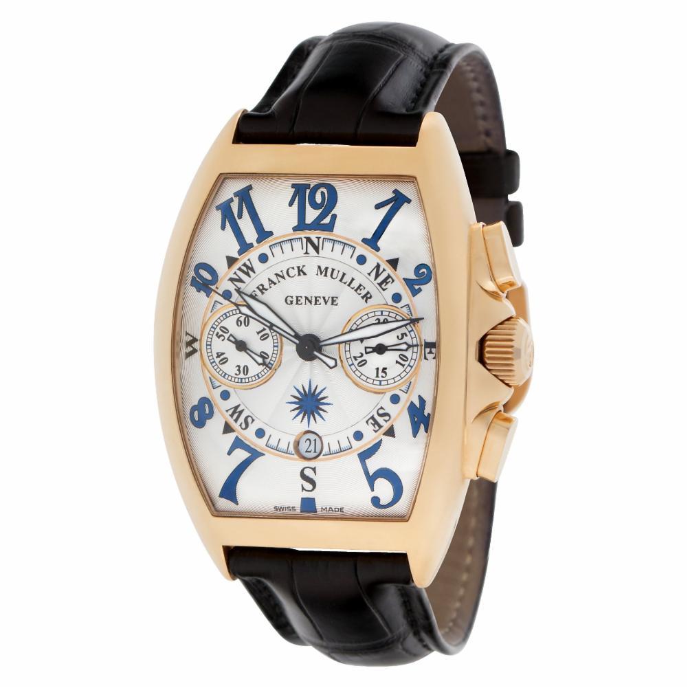Franck Muller Mariner Chronograph in 18k rose gold on a black alligator strap. Auto w/ chronograph, subseconds and date. With box and papers. 40mm case width. Ref 8080 CC AT. Circa 2019. Fine Pre-owned Franck Muller Watch. Certified preowned Sport