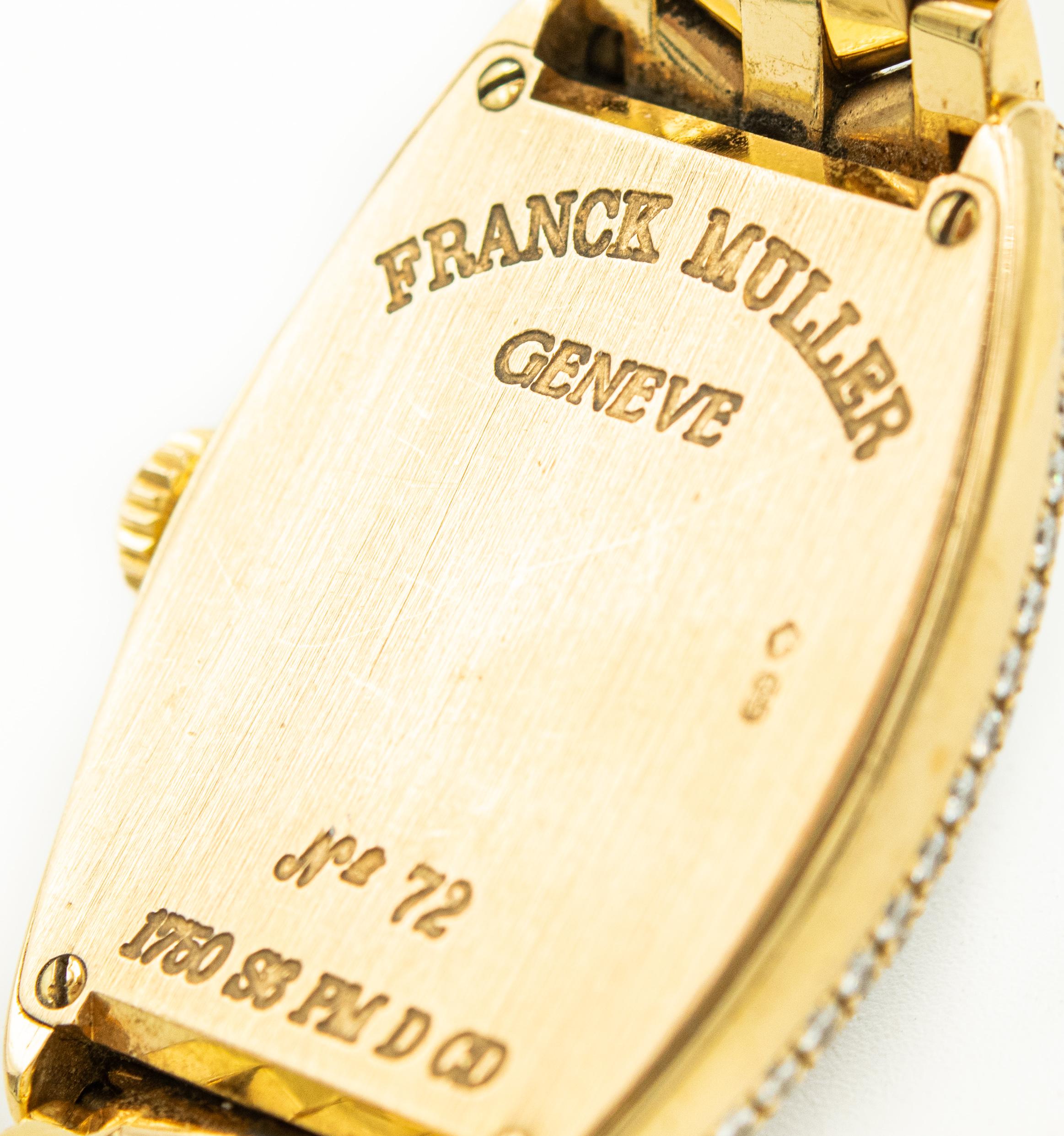 Round Cut Franck Muller Cintree Curvex 18k Diamonds Ladies Wristwatch Ref. 1750 S6 PM D CD For Sale