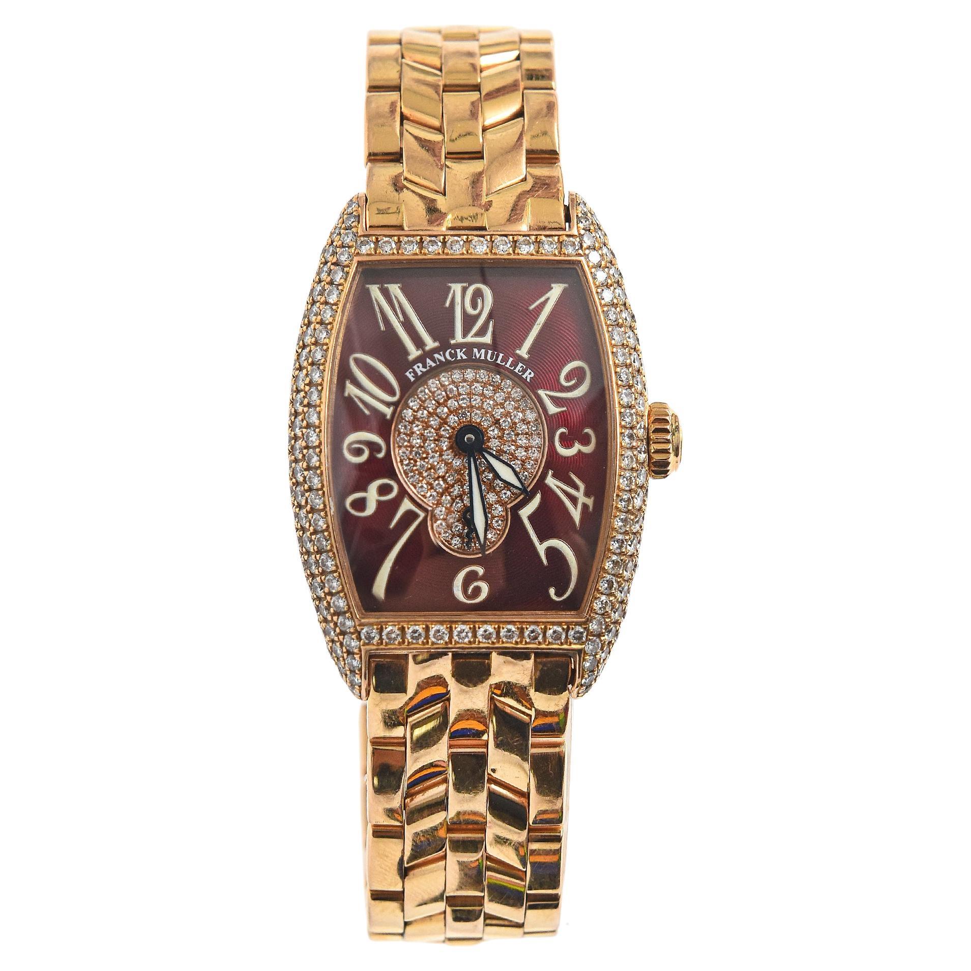 Franck Muller Cintree Curvex 18k Diamonds Ladies Wristwatch Ref. 1750 S6 PM D CD For Sale