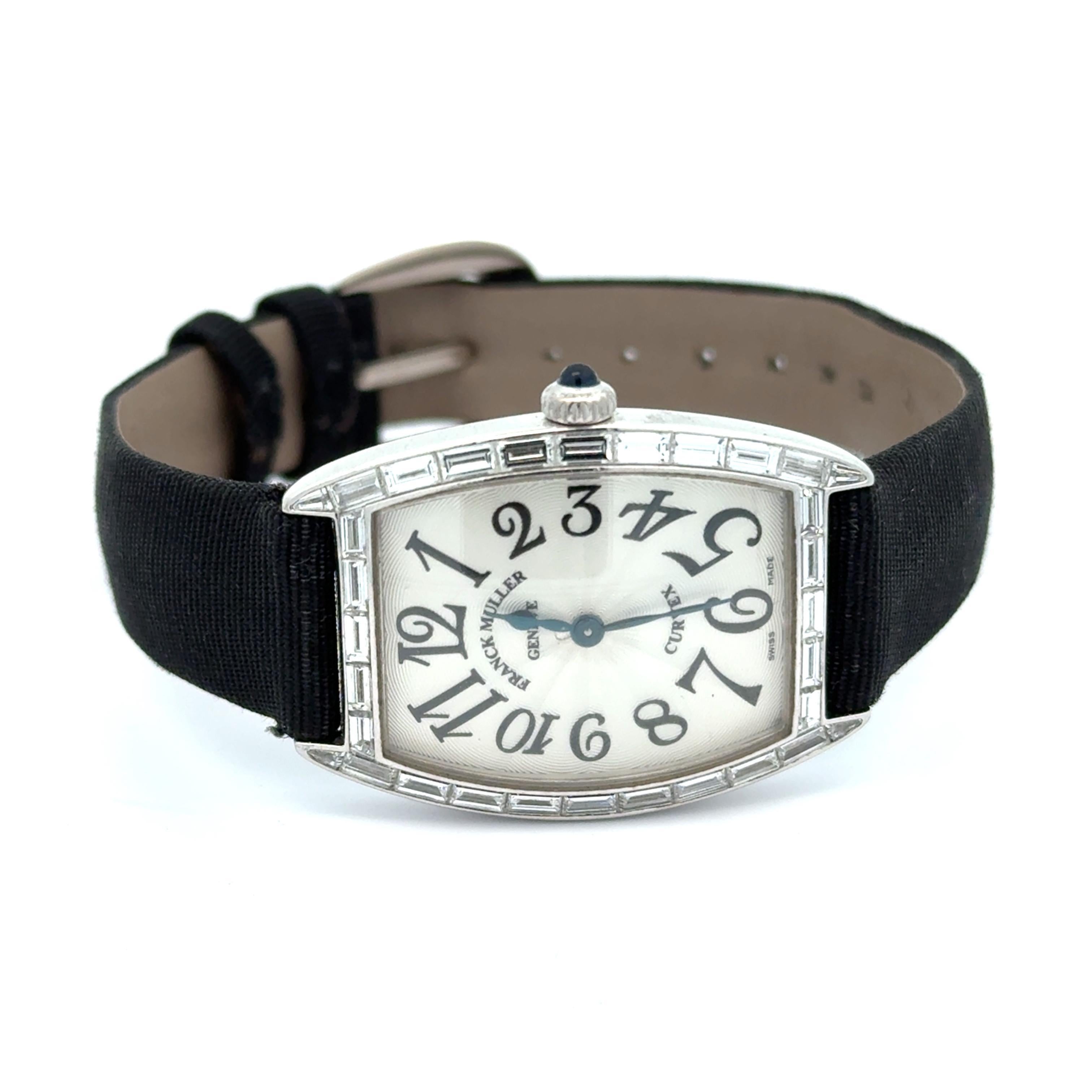 Franck Muller Cintree Curvex 18k Weißgold Diamant Lünette Armbanduhr Damen im Angebot