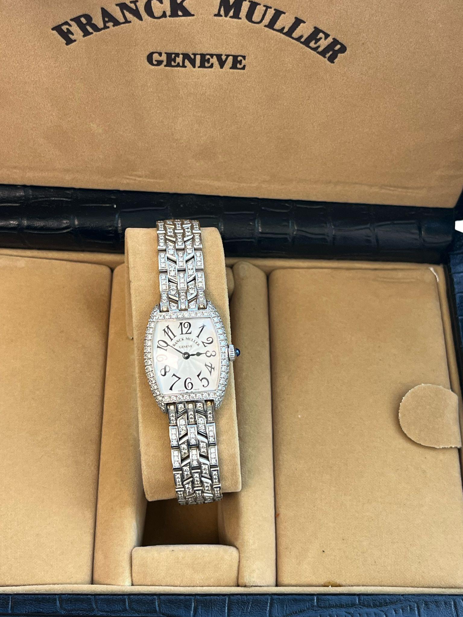 Franck Muller Cintree Curvex 18k White Gold with Diamond Tonneau Watch 2250 QZ D 5