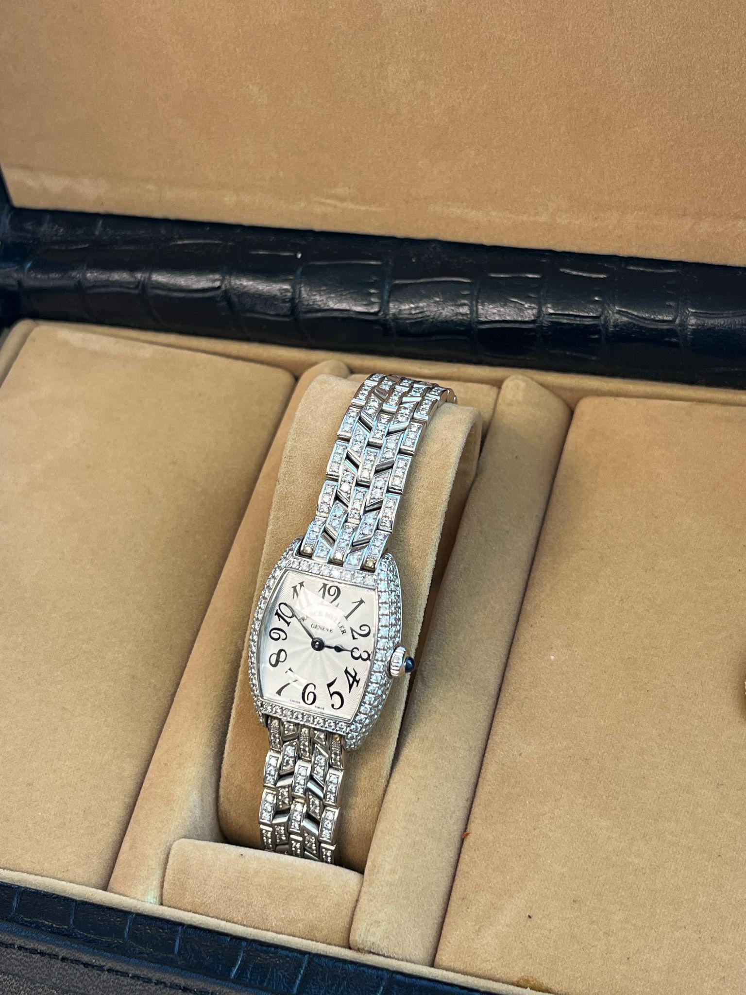 Franck Muller Cintree Curvex 18k White Gold with Diamond Tonneau Watch 2250 QZ D 7
