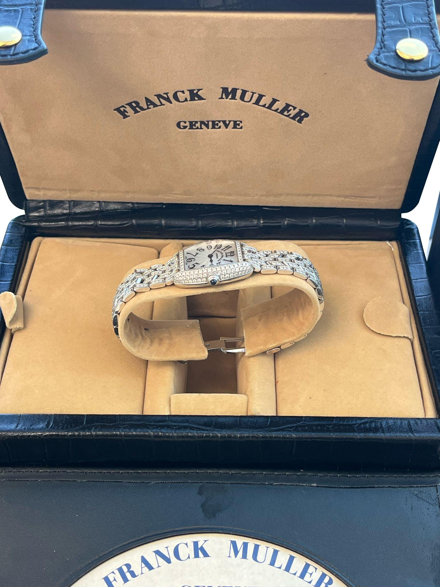 Franck Muller Cintree Curvex 18k White Gold with Diamond Tonneau Watch 2250 QZ D 8