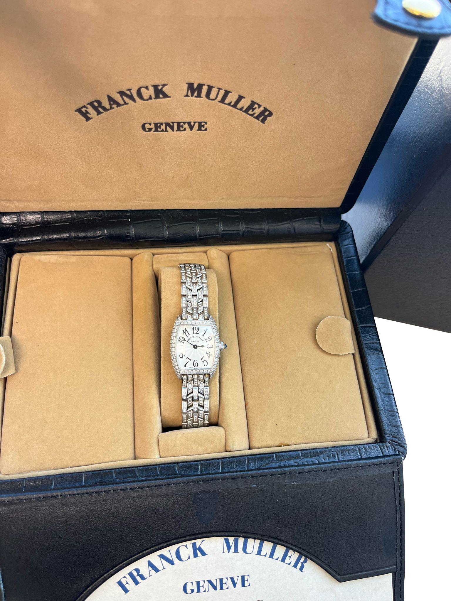 Franck Muller Cintree Curvex 18k White Gold with Diamond Tonneau Watch 2250 QZ D 1
