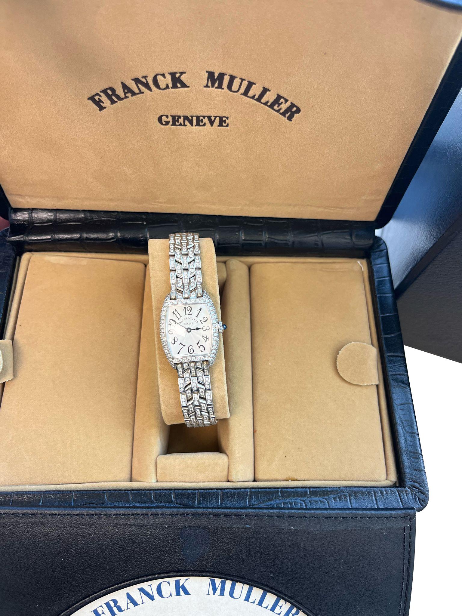 Franck Muller Cintree Curvex 18k White Gold with Diamond Tonneau Watch 2250 QZ D 2