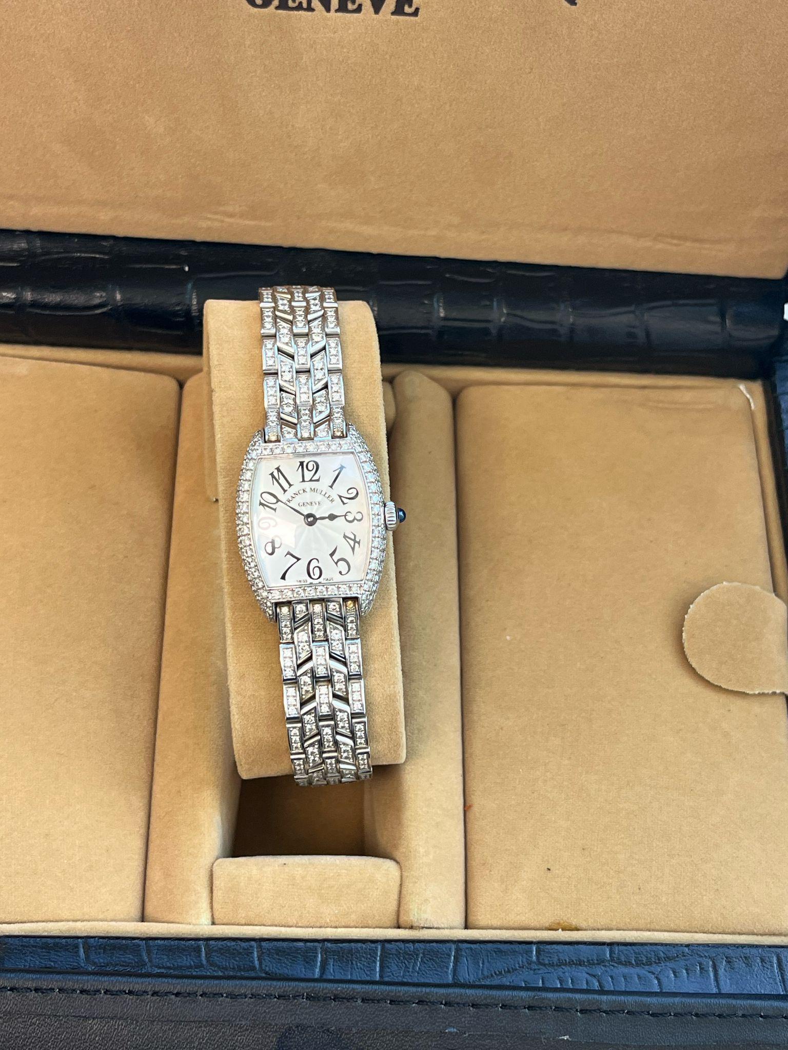 Franck Muller Cintree Curvex 18k White Gold with Diamond Tonneau Watch 2250 QZ D 3