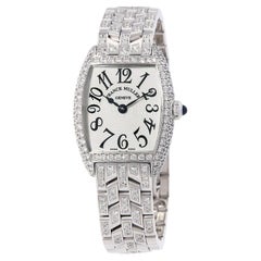 Franck Muller Cintree Curvex 18k White Gold with Diamond Tonneau Watch 2250 QZ D