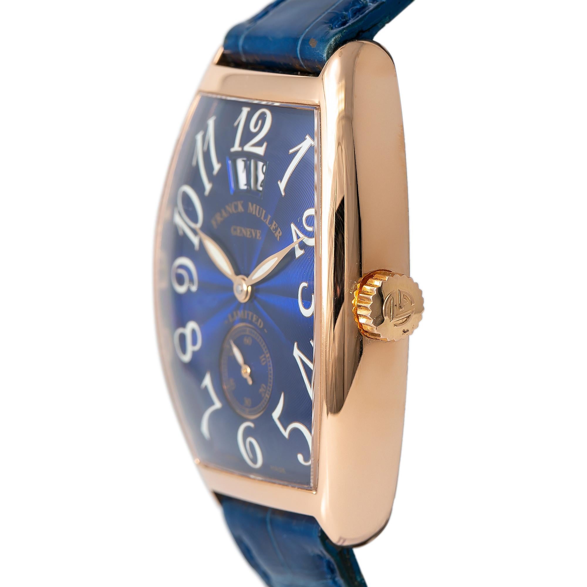 Franck Muller Cintree Curvex 2851 S6, Blue Dial, Certified In Good Condition For Sale In Miami, FL