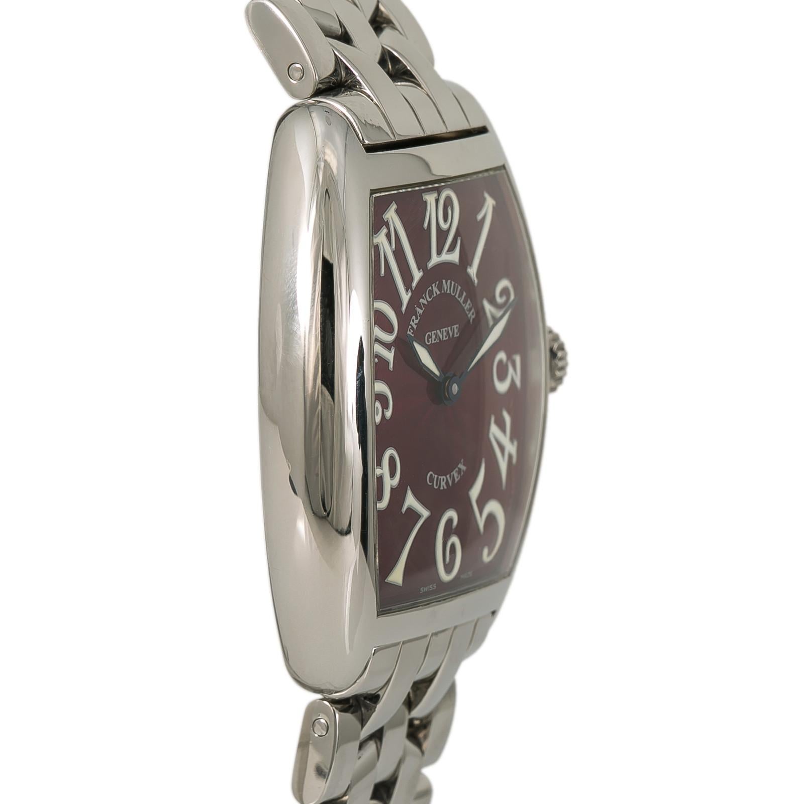 Franck Muller Cintree Curvex 7502 QZ, Black Dial, Certified and Warranty In Excellent Condition For Sale In Miami, FL
