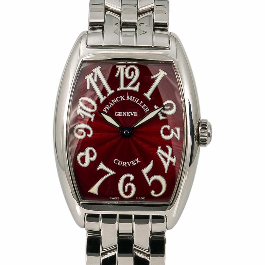 Franck Muller Cintree Curvex 7502 QZ, Red Dial, Certified For Sale 1