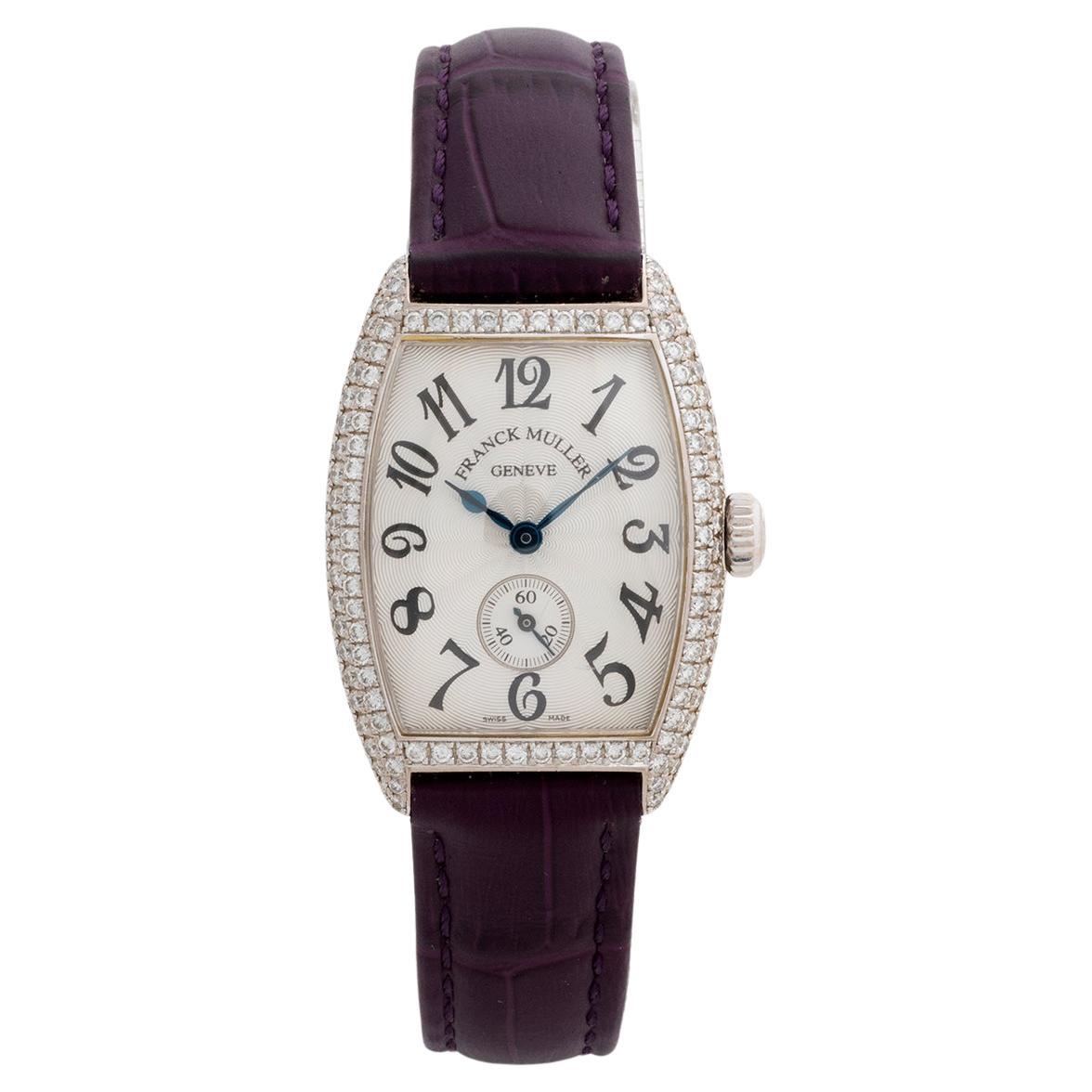 Franck Muller Cintree Curvex Ref 1750S6GD Ladies Watch, 18ct White Gold Diamonds en venta