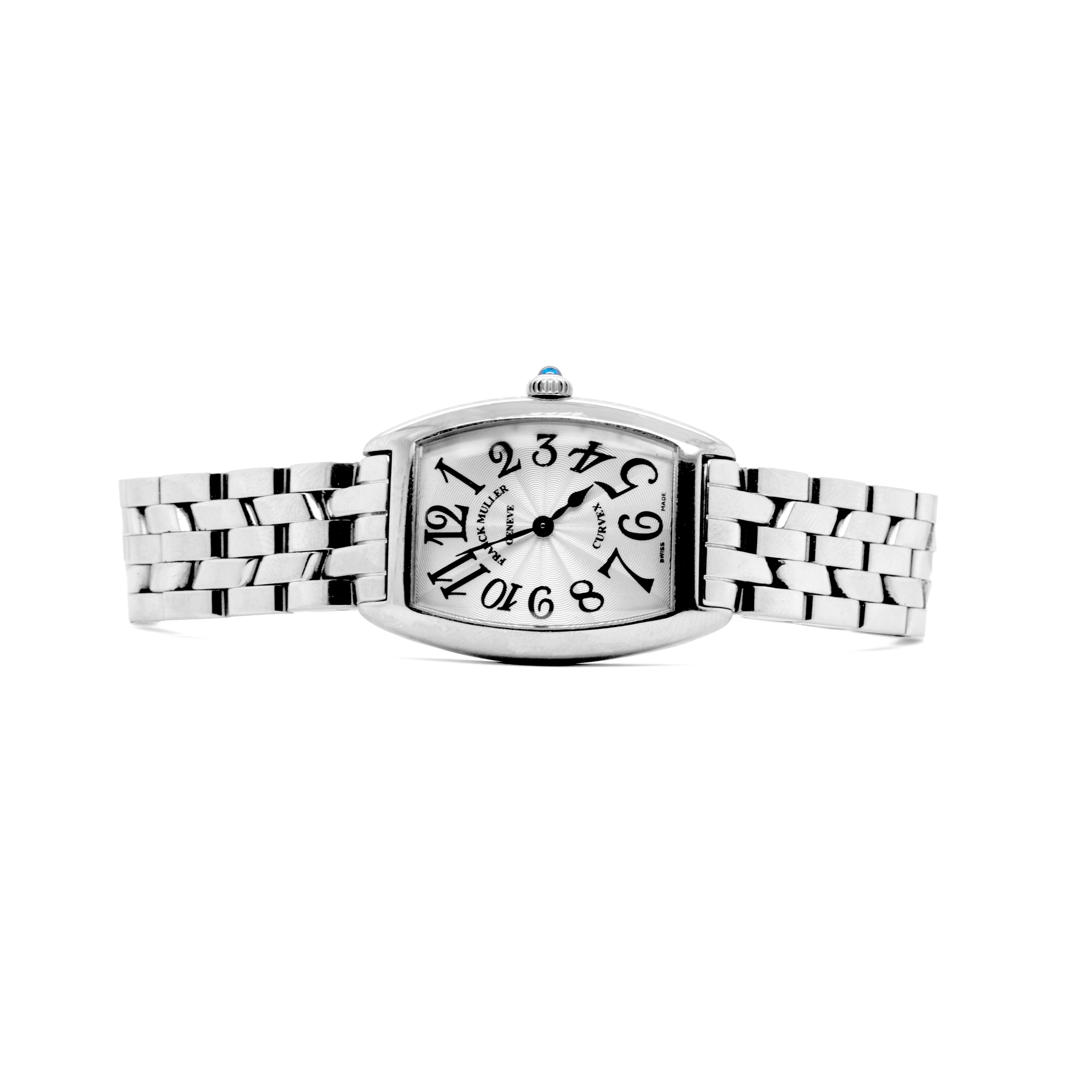 Modern Franck Muller Cintrée Curvex Stainless Steel Wristwatch For Sale