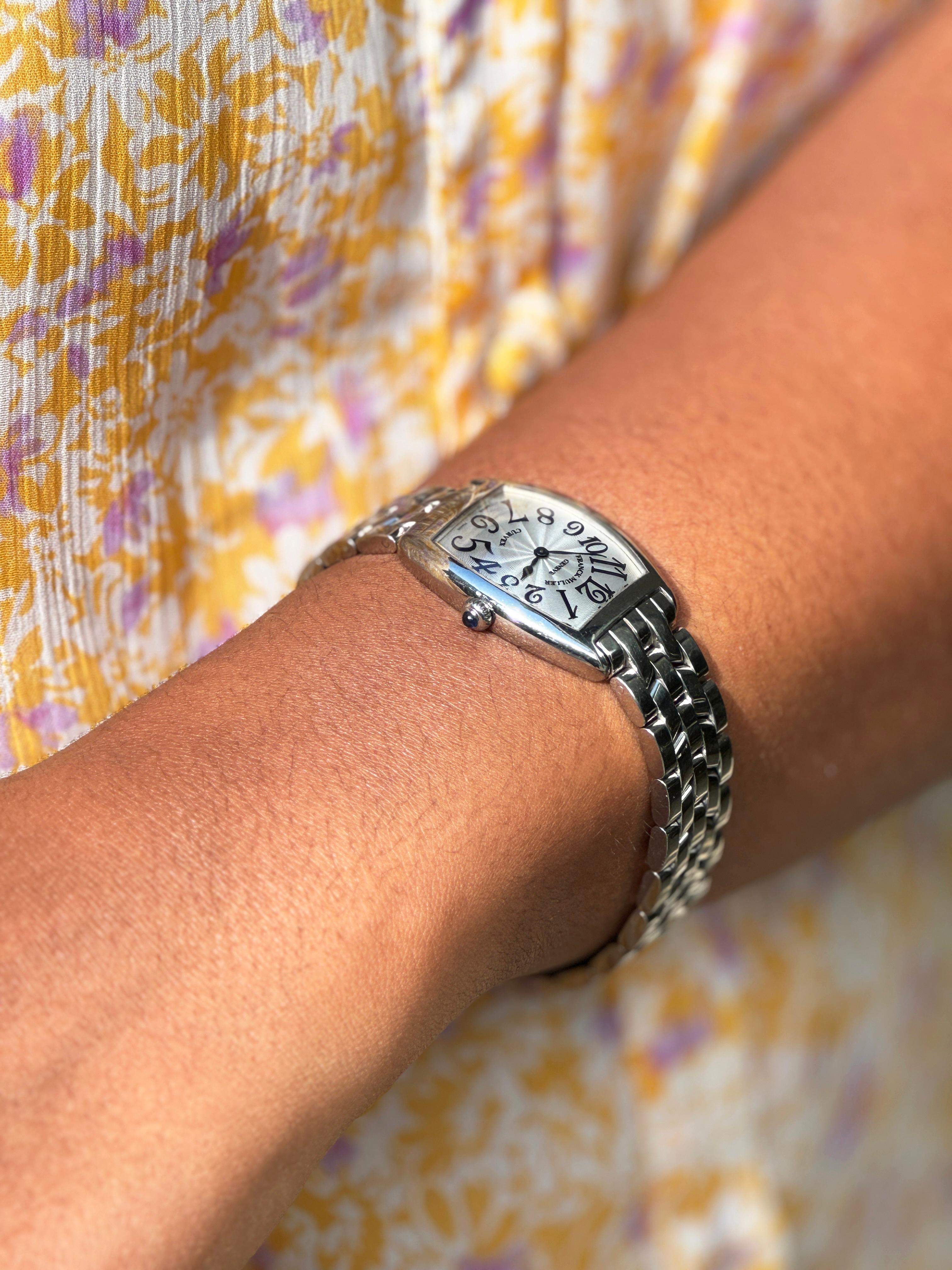 Franck Muller Cintrée Curvex Stainless Steel Wristwatch In Good Condition For Sale In London, GB