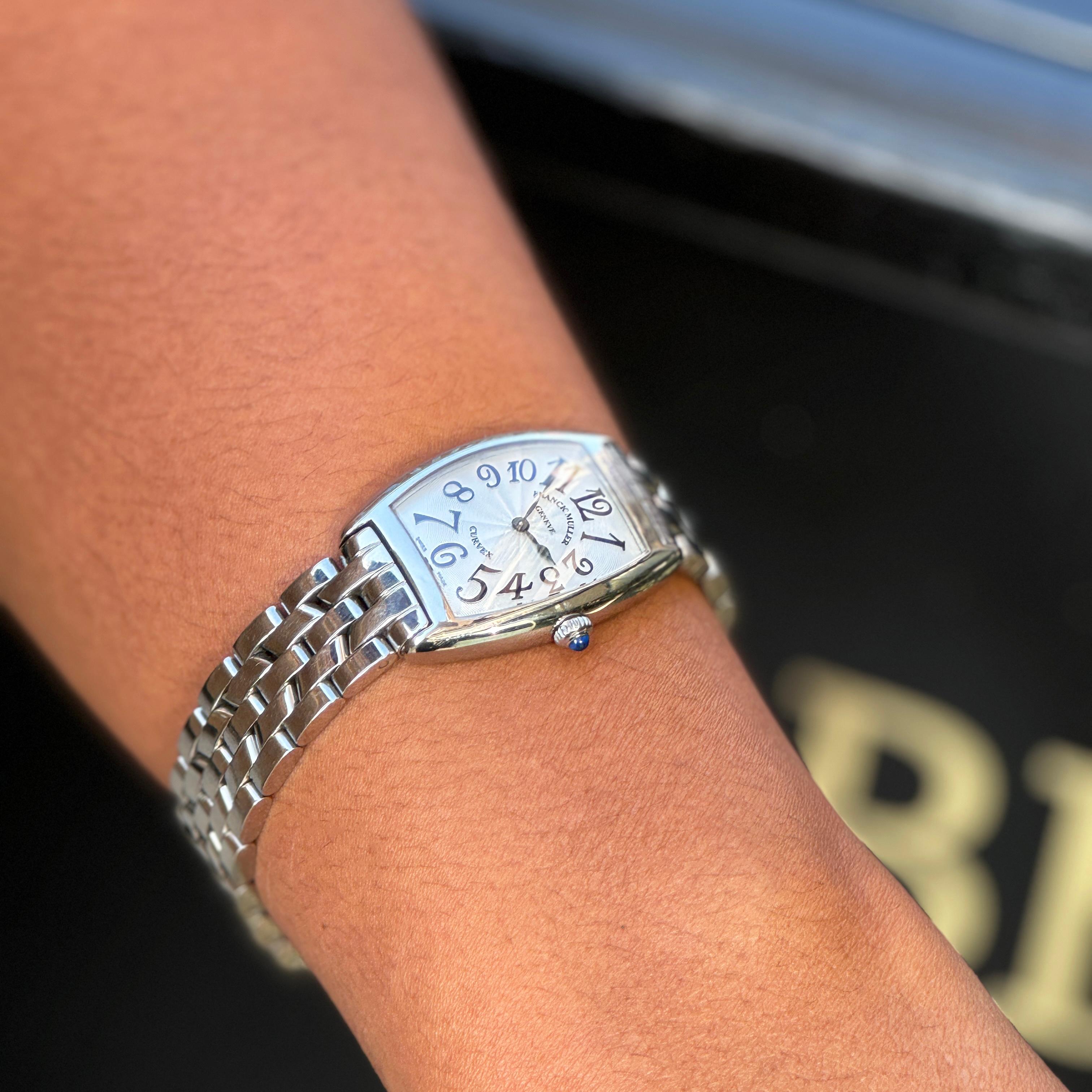 Women's or Men's Franck Muller Cintrée Curvex Stainless Steel Wristwatch For Sale