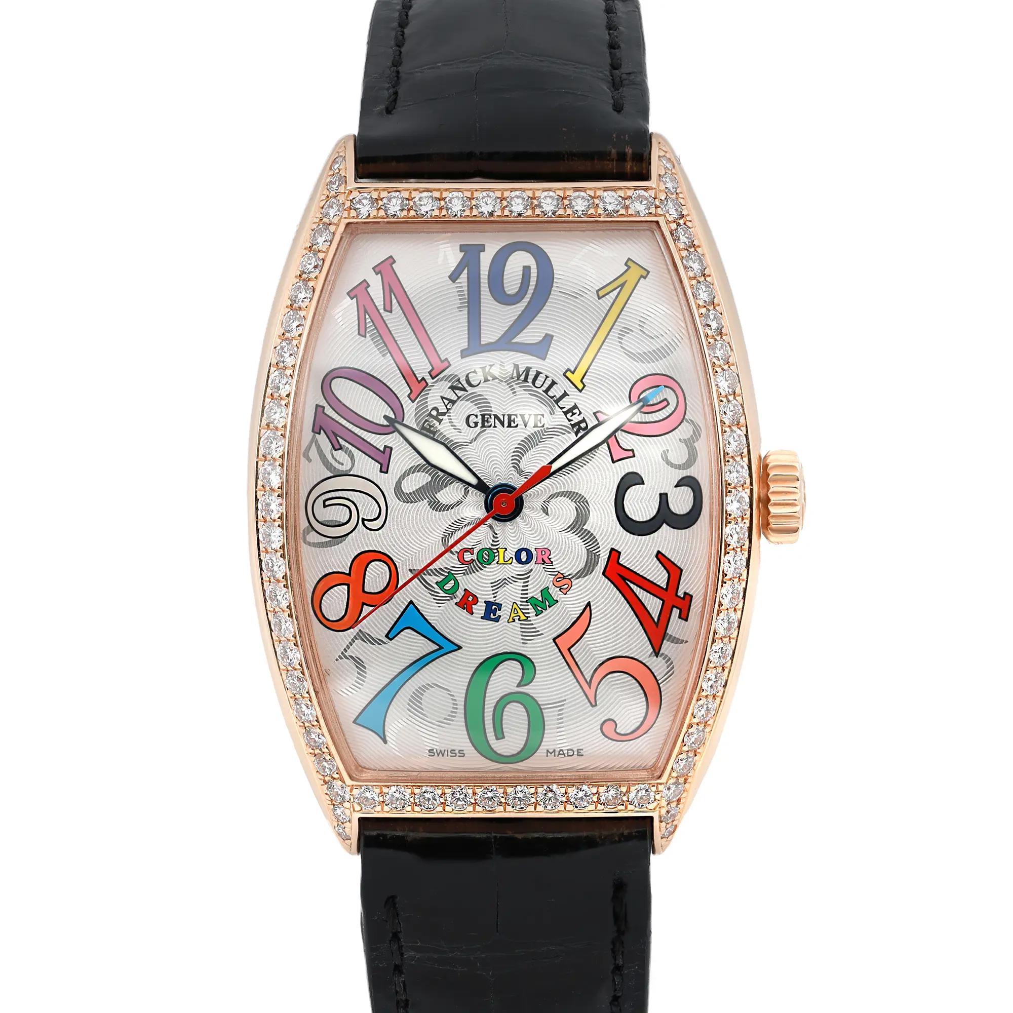 Pre-owned in good condition. No original box or papers; it comes with a Chronostore box.

Franck Muller Color Dreams 5851 M SC COLDRM D1R 🕰️✨
General Information:
Brand: Franck Muller 🏆

Model: Color Dreams 5851 M SC COLDRM D1R

Country of