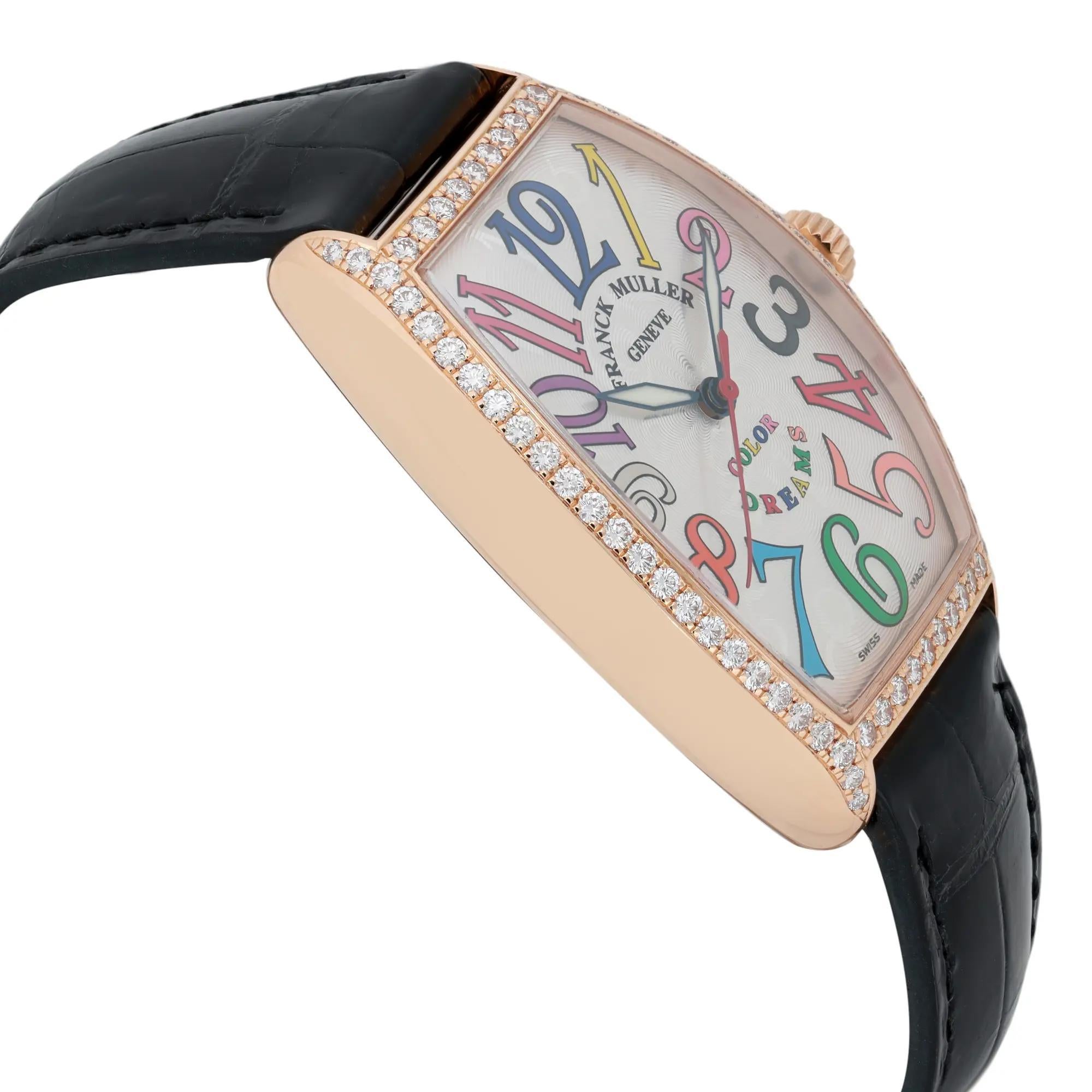 Franck Muller Color Dreams 33mm 18k Rose Gold Diamond Bezel 5851 M SC COLDRM D1R In Good Condition For Sale In New York, NY