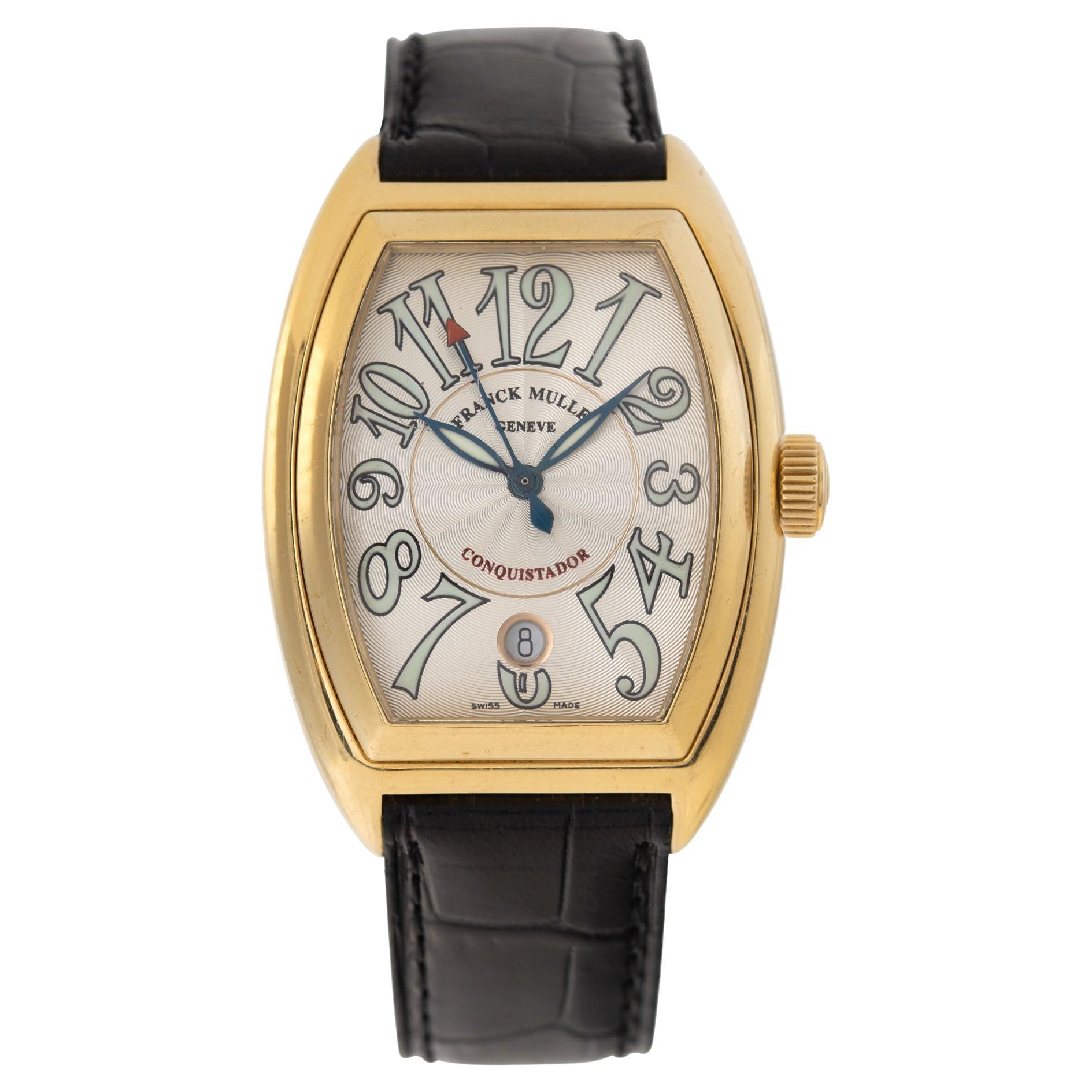 Franck Muller Conquistador 8001 sc in yellow gold with silver dial 35mm watch