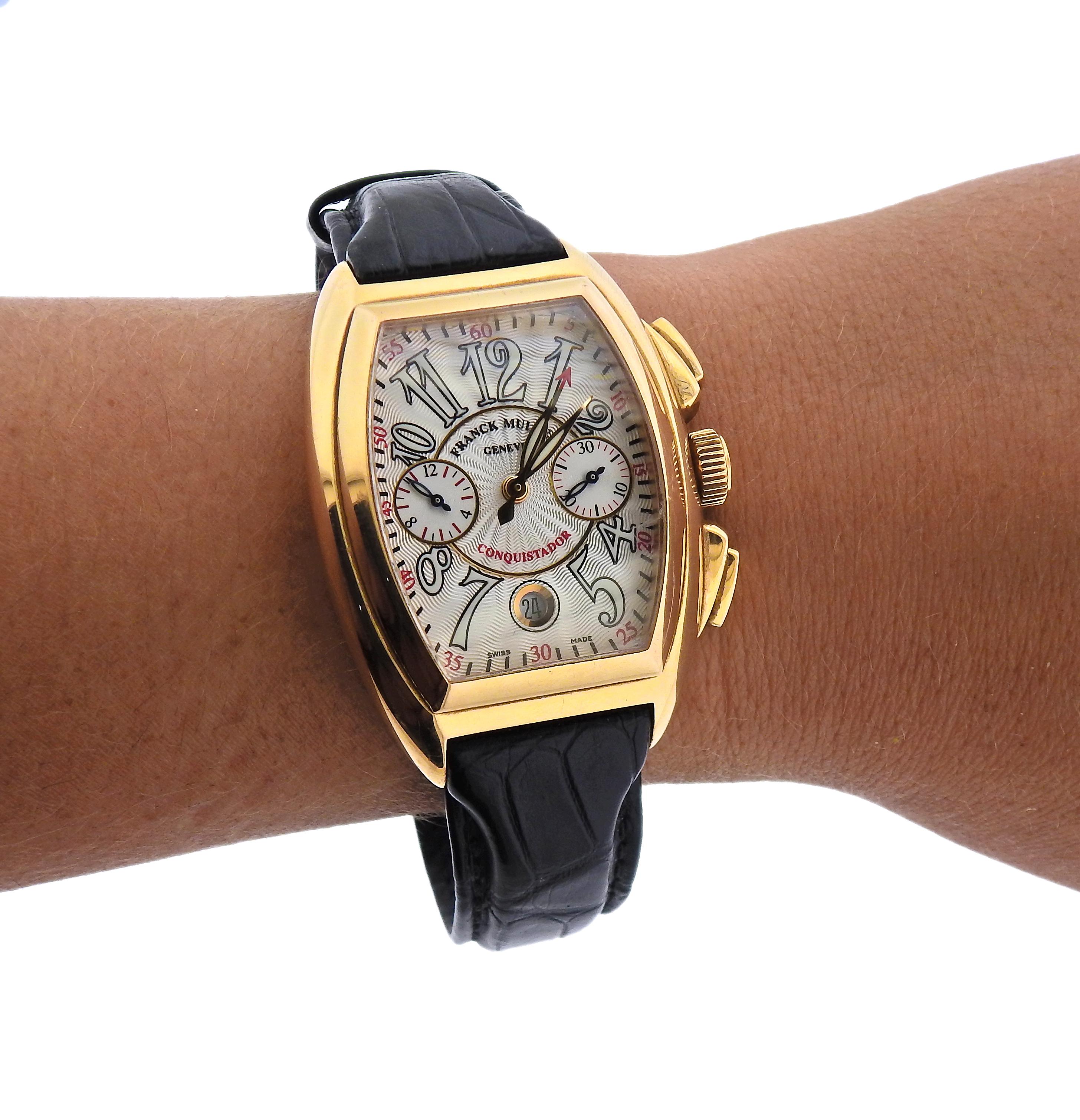 Men's Franck Muller Conquistador Chronograph Gold Watch 8005 CC