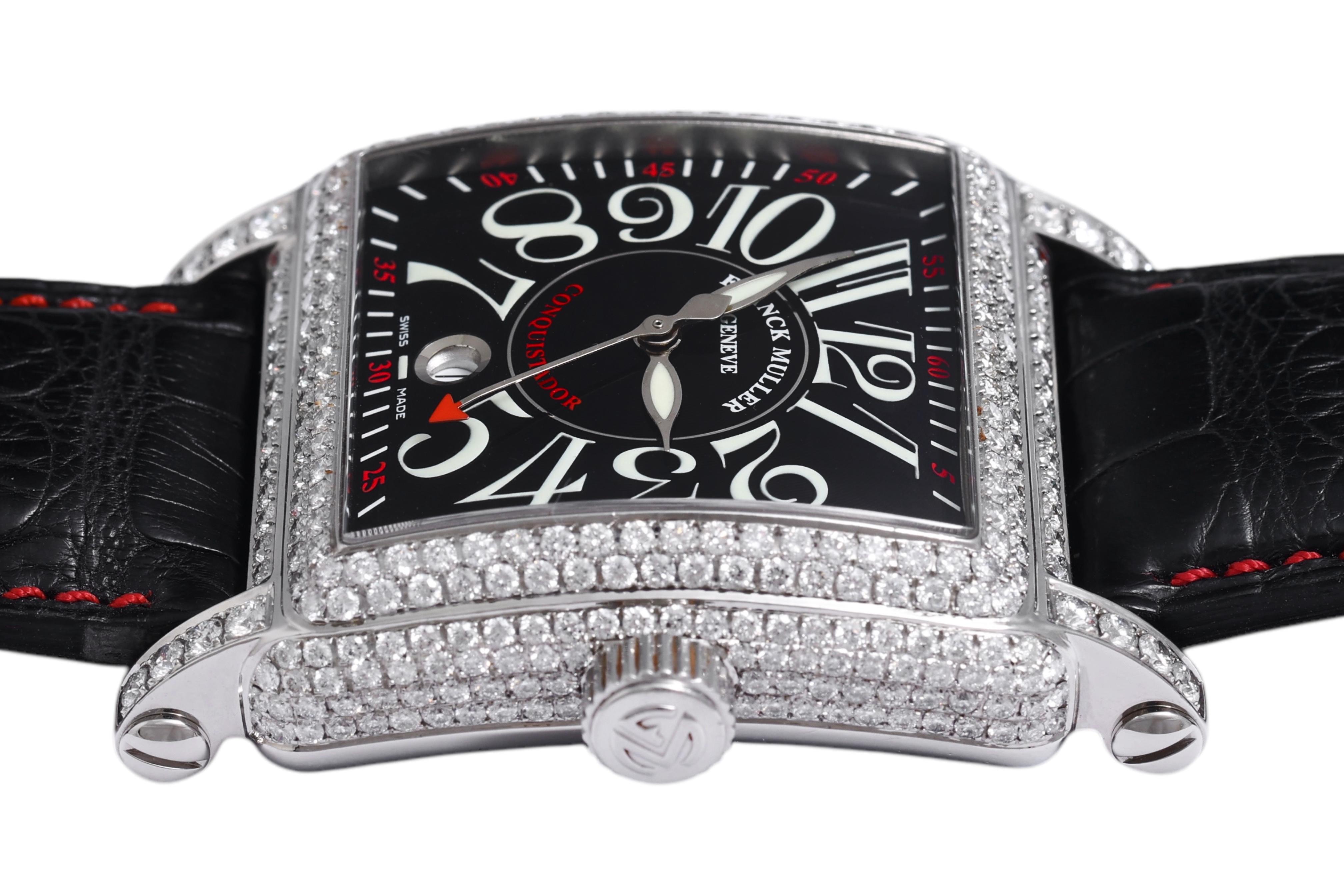 Franck Muller Conquistador Cortez 10000 H SC  Pavé Diamonds Wrist Watch For Sale 4