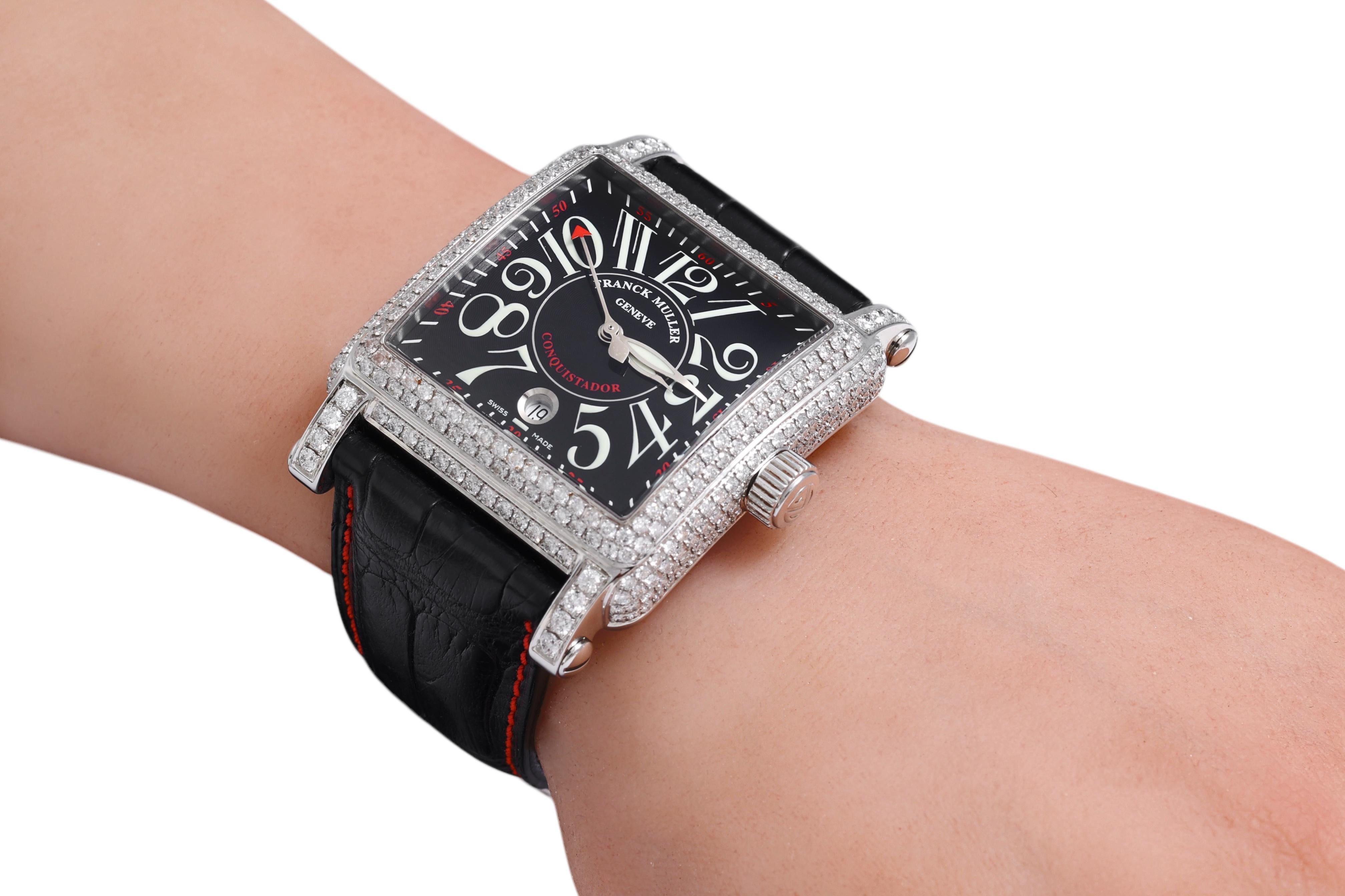 Franck Muller Conquistador Cortez 10000 H SC  Pavé Diamonds Wrist Watch For Sale 8