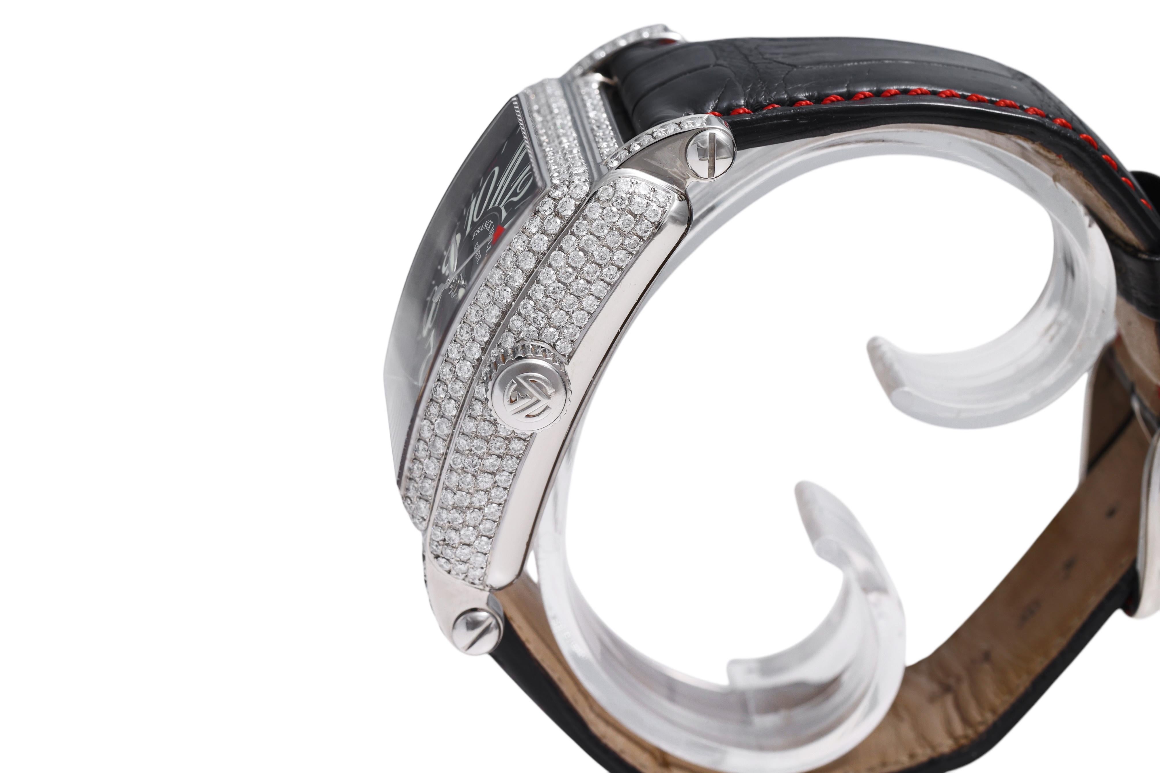 Franck Muller Conquistador Cortez 10000 H SC  Pavé Diamonds Wrist Watch In Excellent Condition For Sale In Antwerp, BE