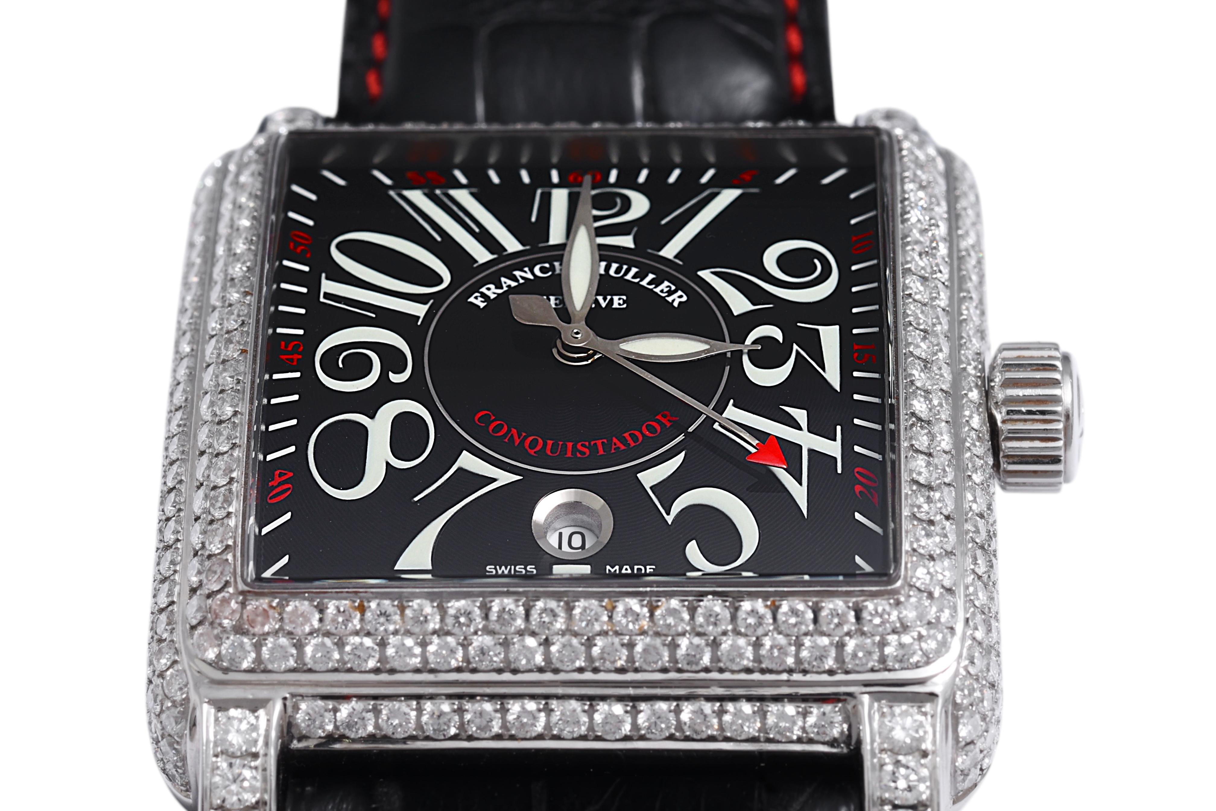 Women's or Men's Franck Muller Conquistador Cortez 10000 H SC  Pavé Diamonds Wrist Watch For Sale