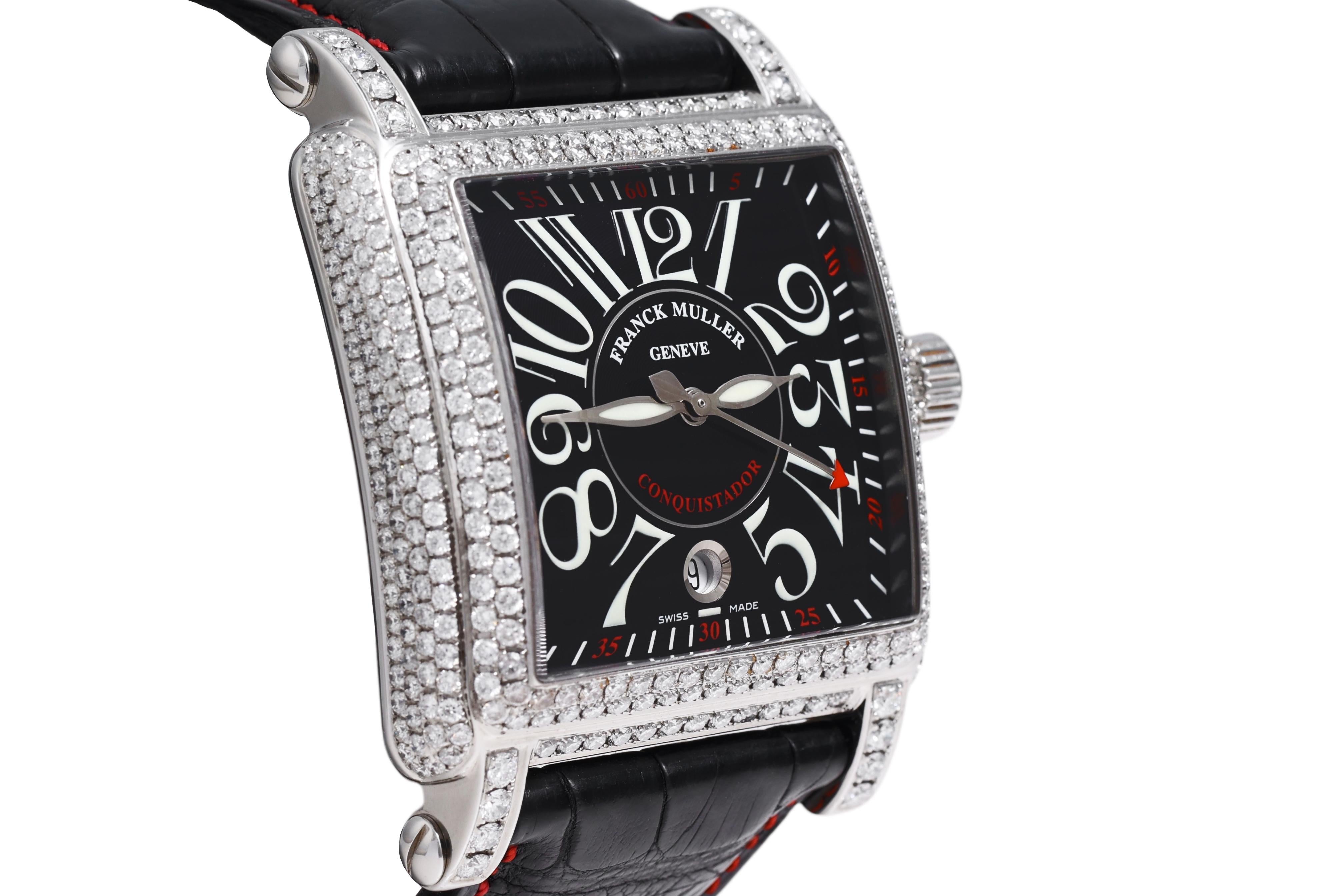 Franck Muller Conquistador Cortez 10000 H SC  Pavé Diamonds Wrist Watch For Sale 1