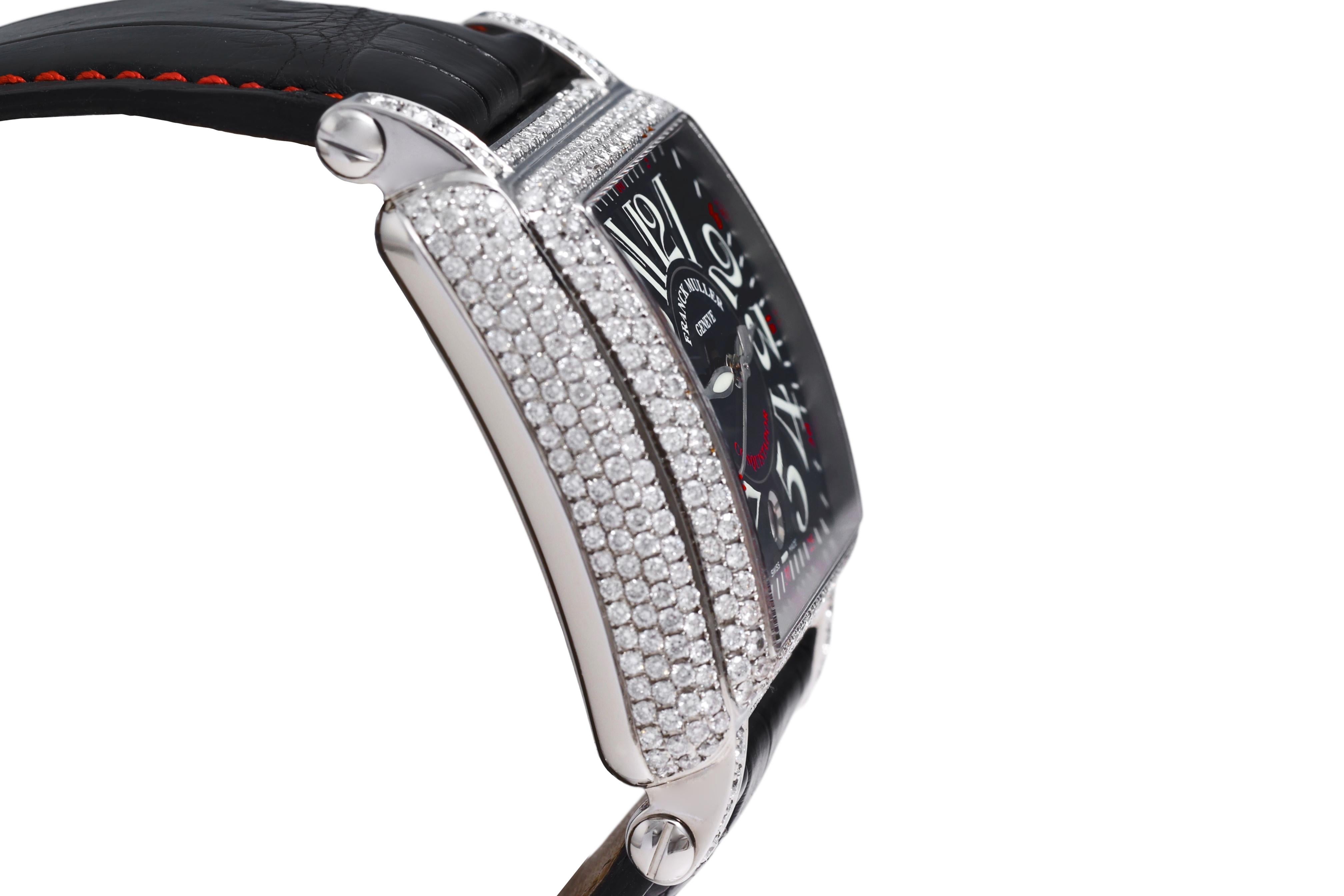 Franck Muller Conquistador Cortez 10000 H SC  Pavé Diamonds Wrist Watch For Sale 2