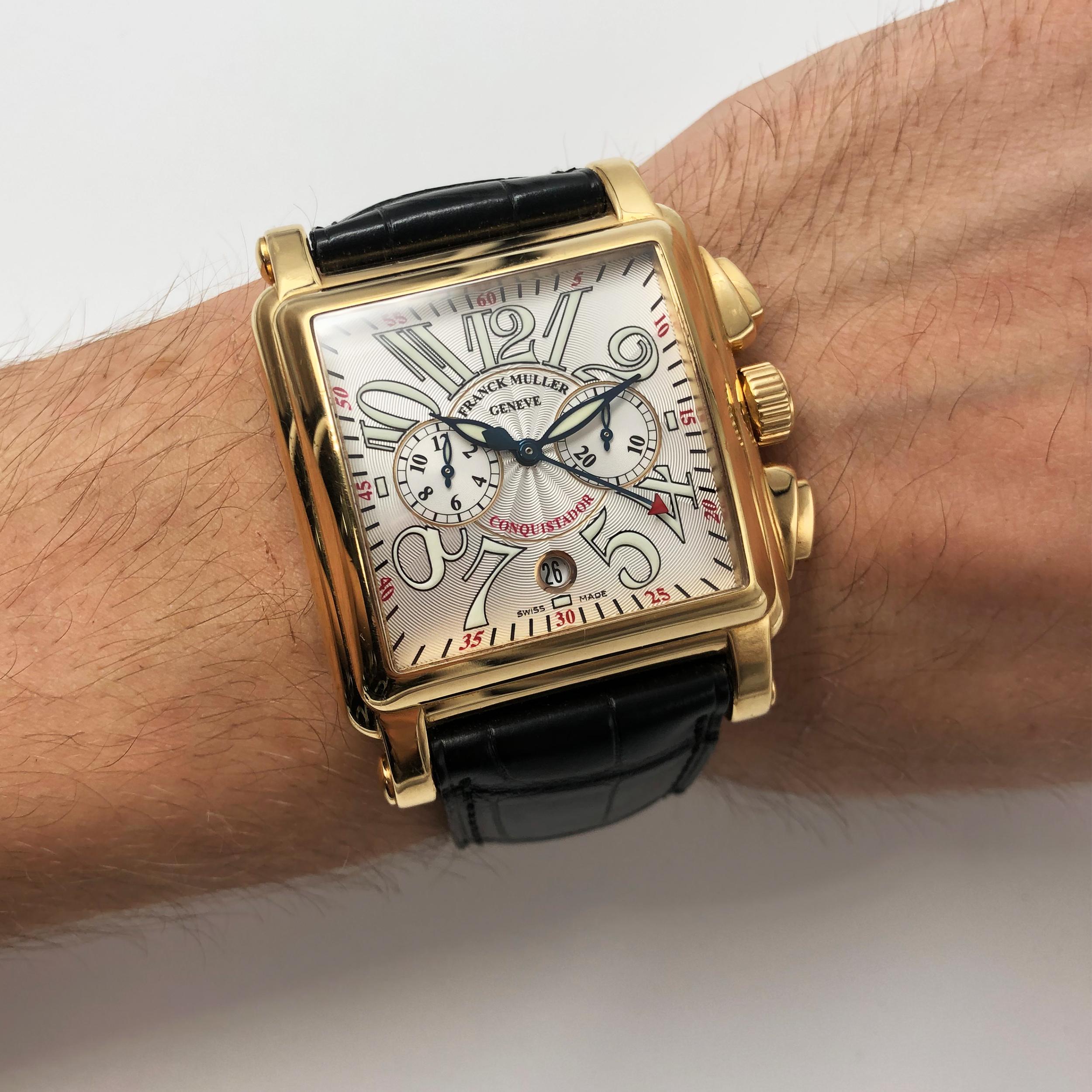 Men's Franck Muller Conquistador Cortez 18k Gold Leather Automatic Mens Watch 10000 CC