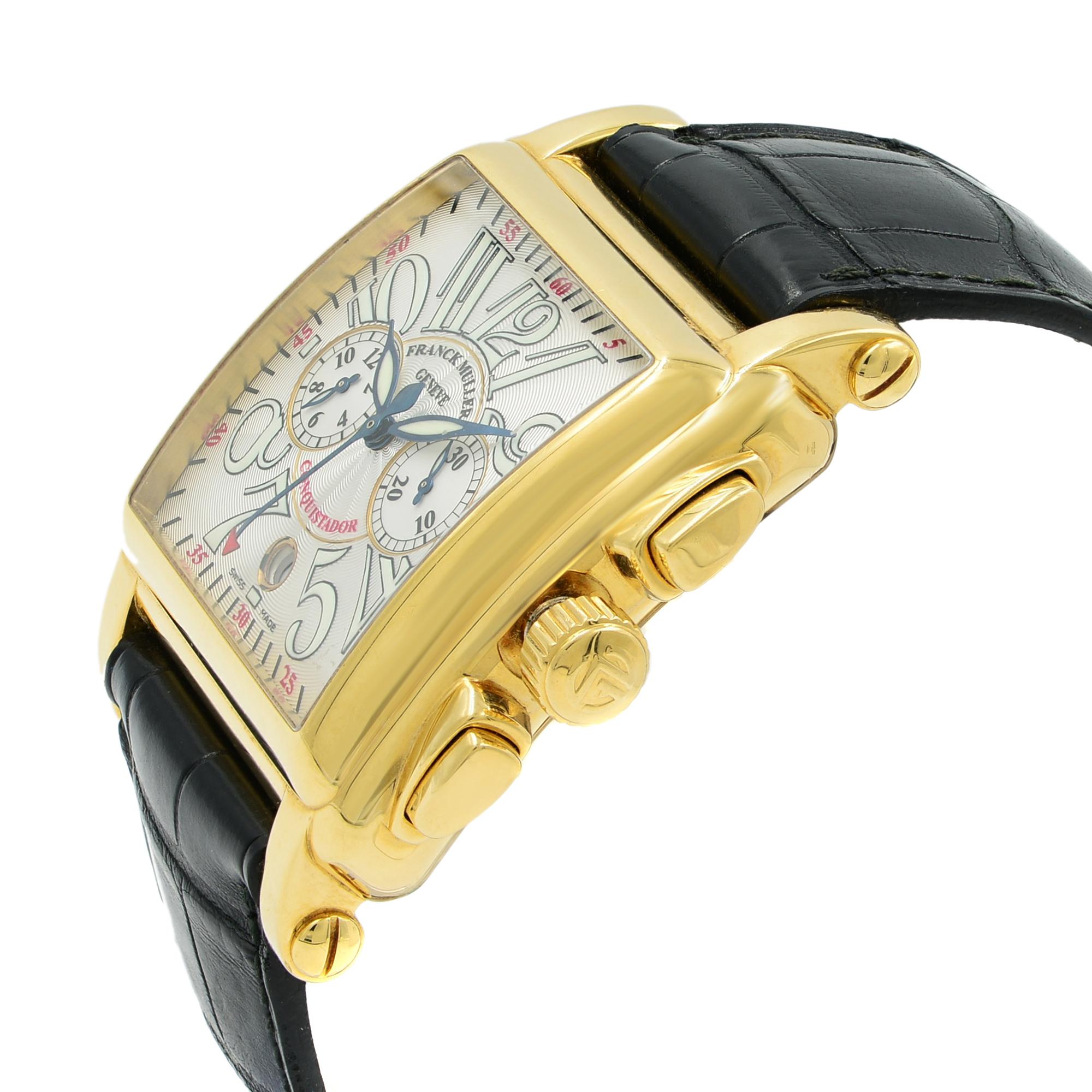 Franck Muller Conquistador Cortez 18K Yellow Gold Automatic Watch 10000 CC In Excellent Condition In New York, NY