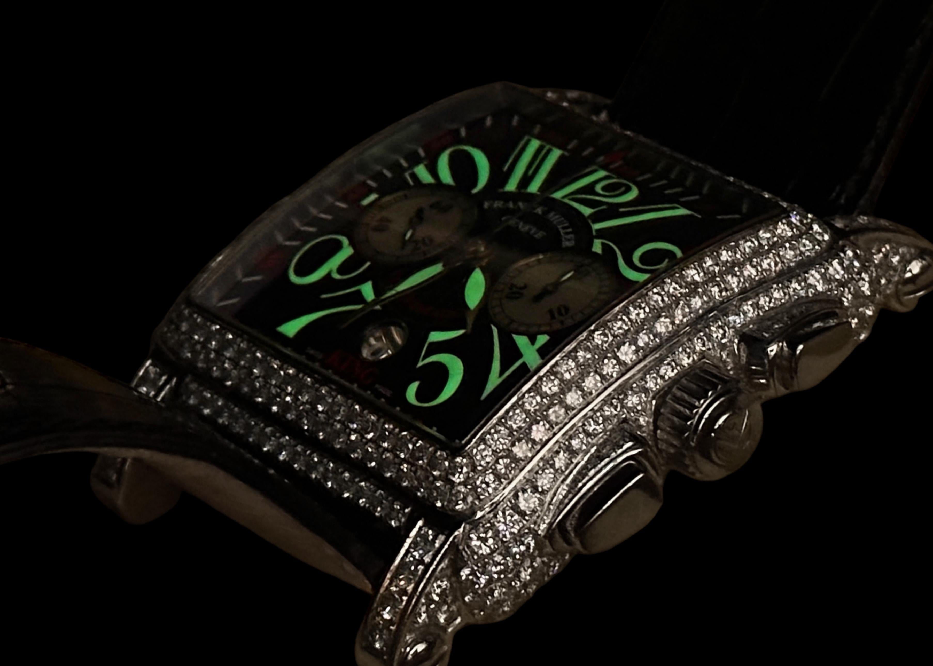 Franck Muller Conquistador Cortez 45mm,  Ref 10000 CC King Full Pavé Diamonds For Sale 7