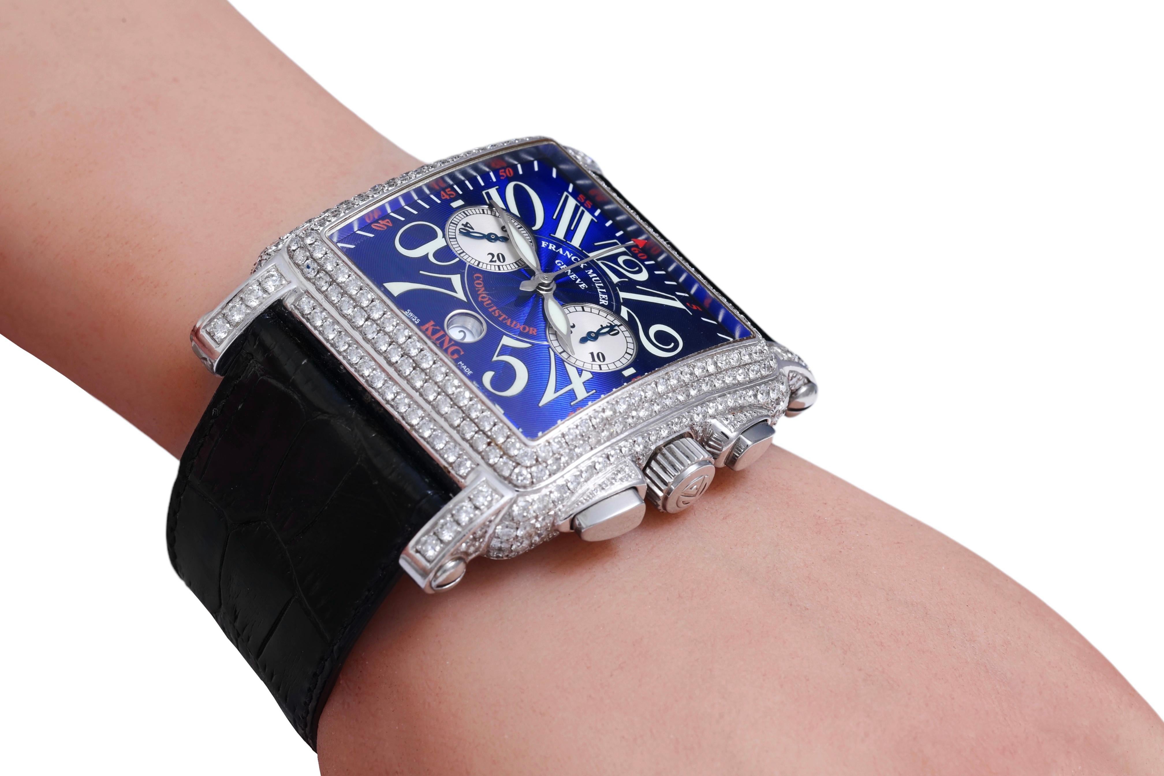 Franck Muller Conquistador Cortez 45mm,  Ref 10000 CC King Full Pavé Diamonds For Sale 9