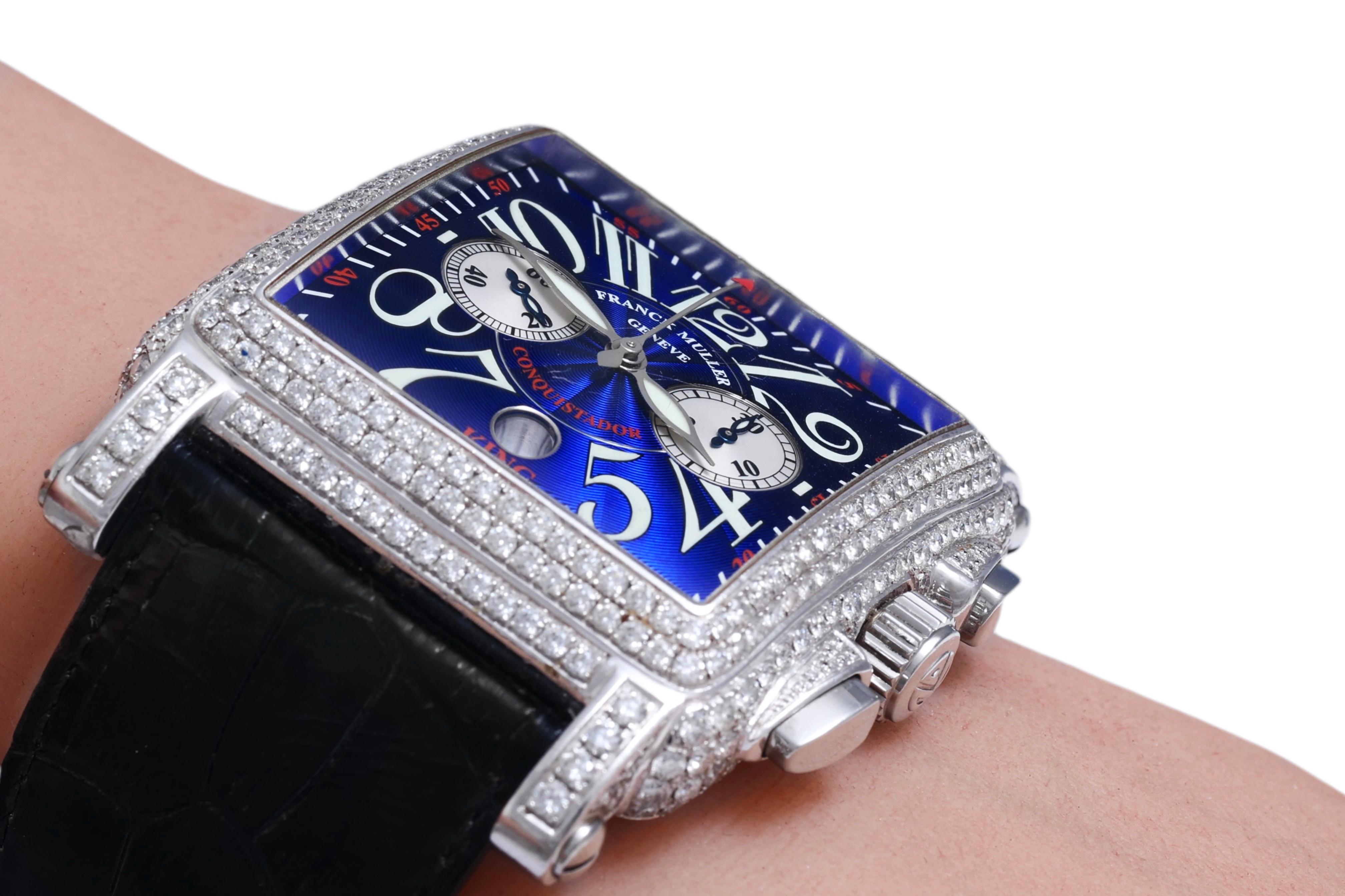 Franck Muller Conquistador Cortez 45mm,  Ref 10000 CC King Full Pavé Diamonds For Sale 10