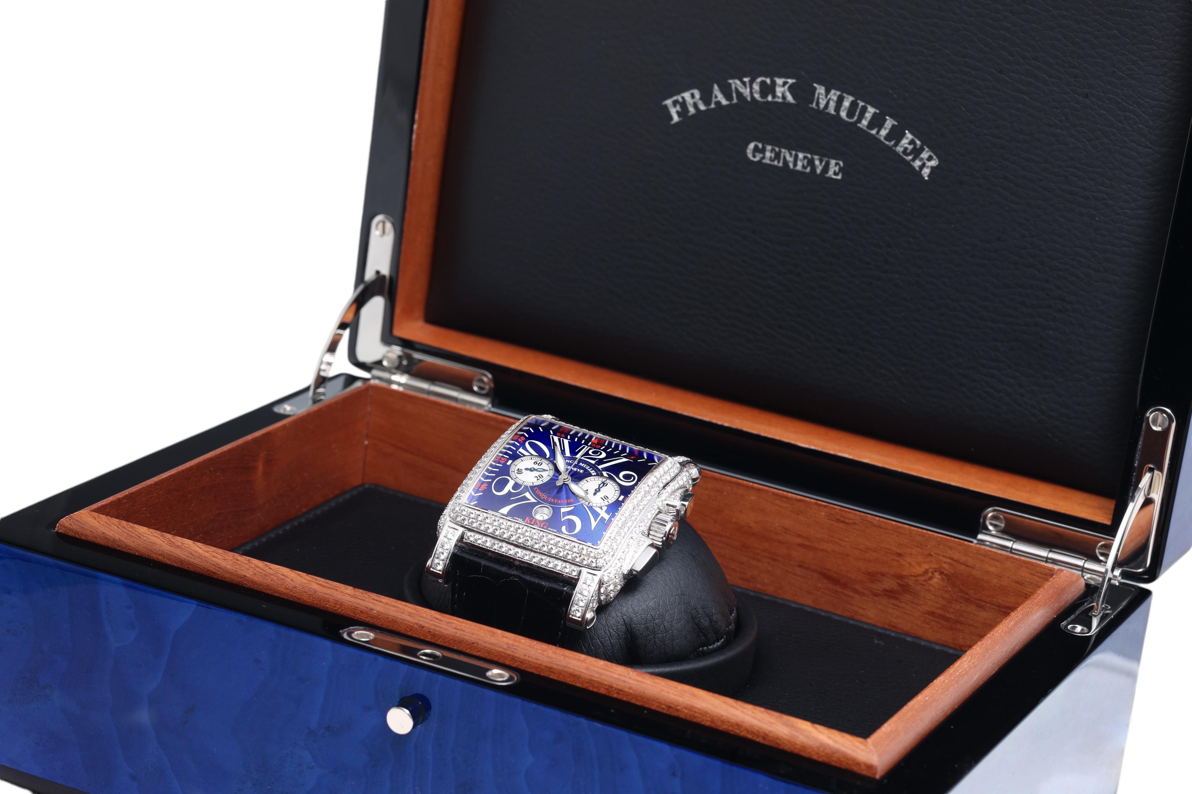 Franck Muller Conquistador Cortez 45mm,  Ref 10000 CC King Full Pavé Diamonds For Sale 14