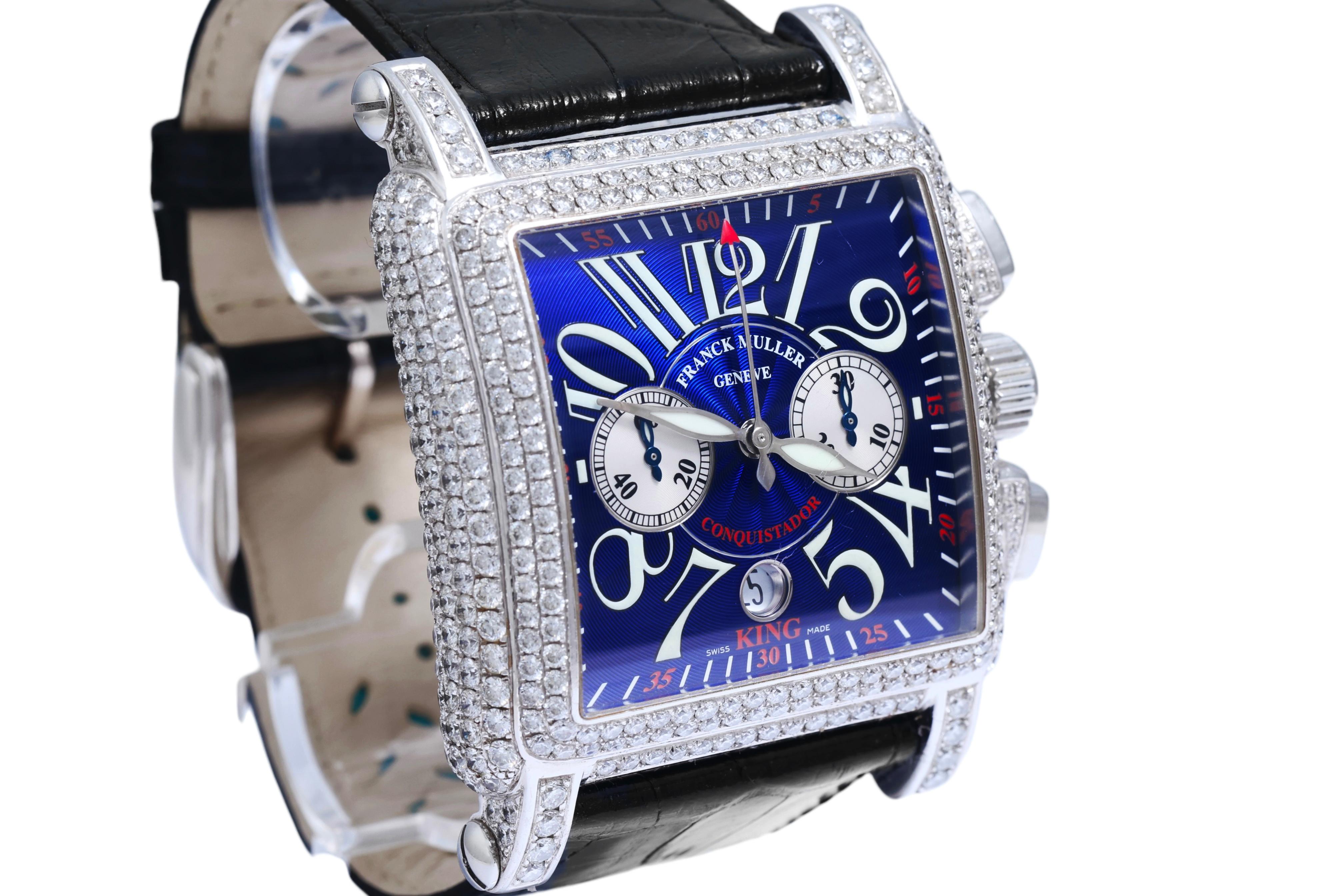 Women's or Men's Franck Muller Conquistador Cortez 45mm,  Ref 10000 CC King Full Pavé Diamonds For Sale