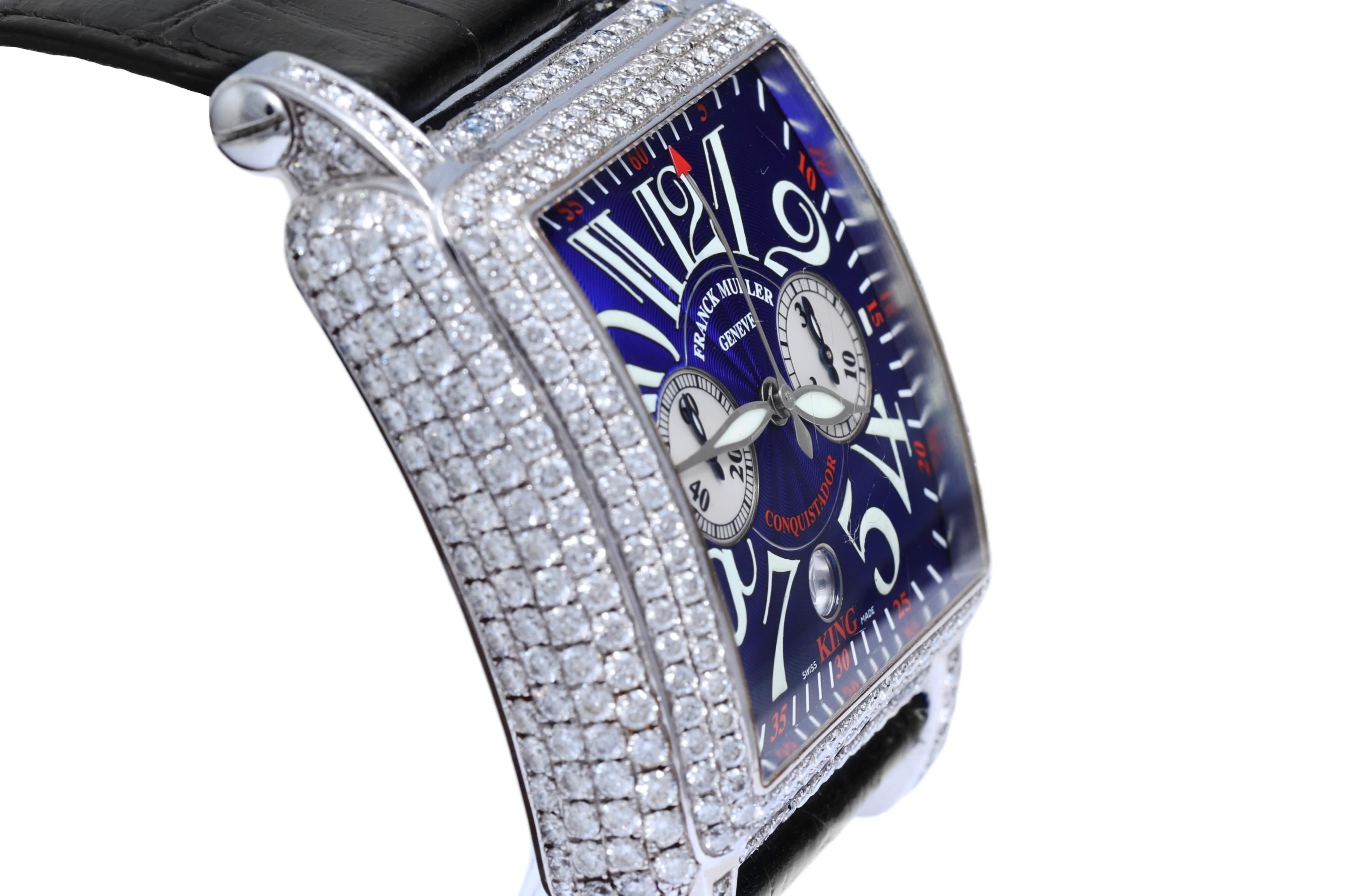 Franck Muller Conquistador Cortez 45mm,  Ref 10000 CC King Full Pavé Diamonds For Sale 1