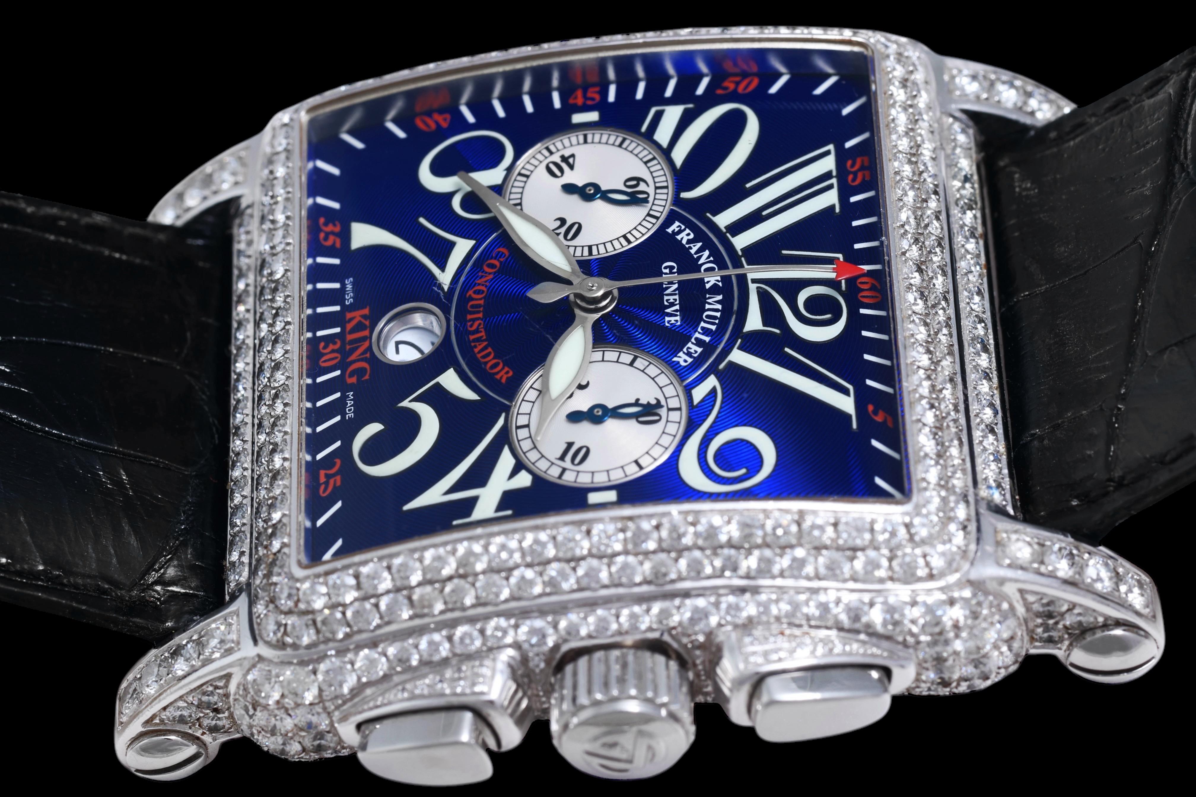Franck Muller Conquistador Cortez 45mm,  Ref 10000 CC King Full Pavé Diamonds For Sale 2