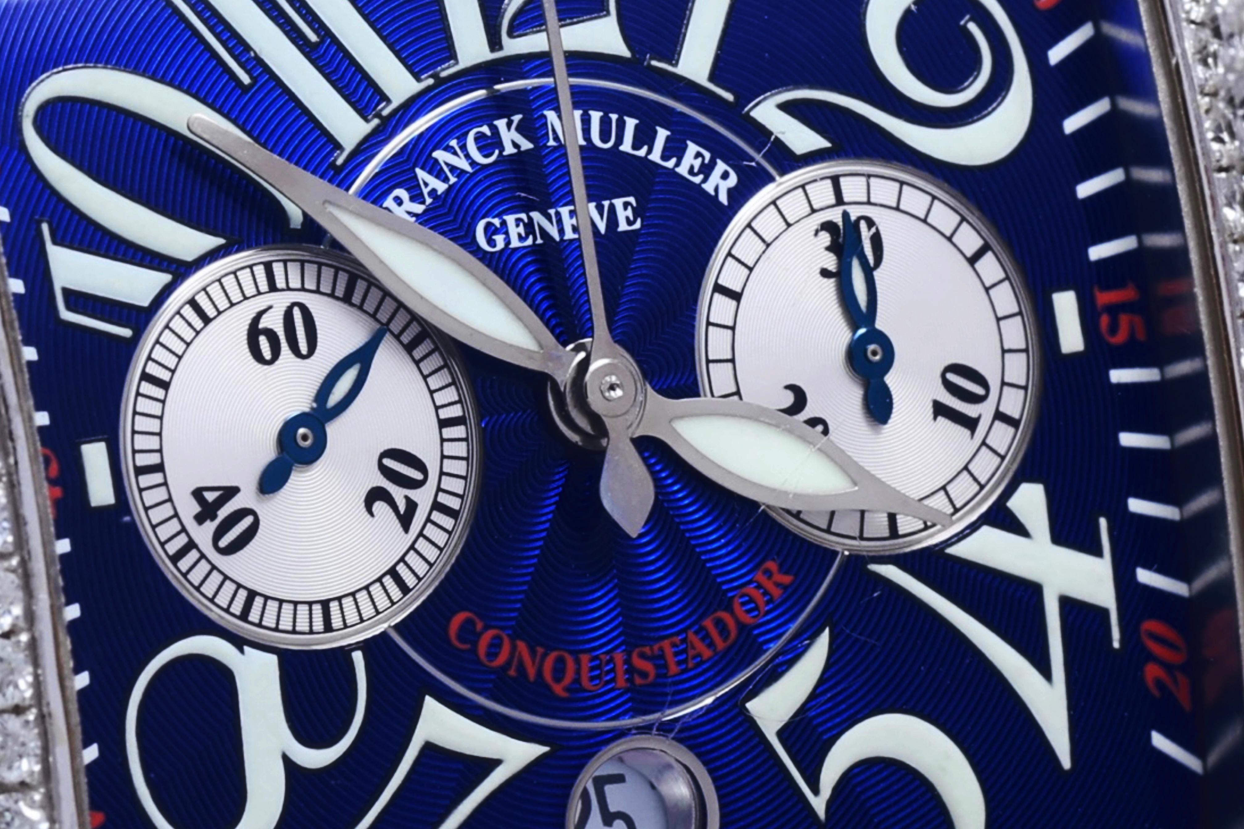Franck Muller Conquistador Cortez 45mm,  Ref 10000 CC King Full Pavé Diamonds For Sale 3