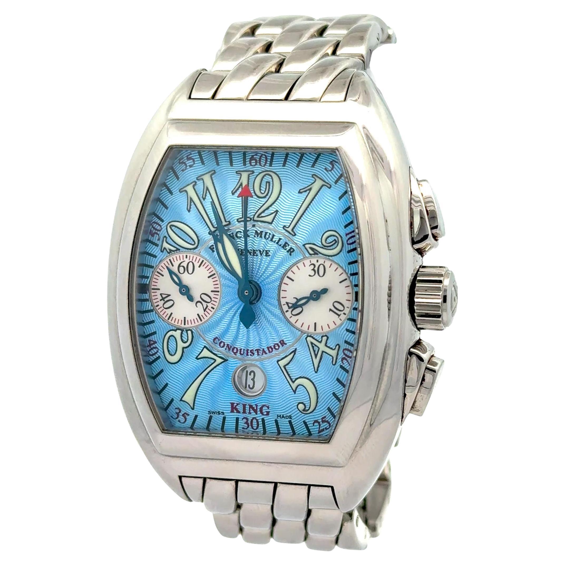 Montre Franck Muller Conquistador King Chronograph 8005CC Inox Cadran Bleu