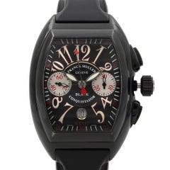 Franck Muller: Herrenuhr Conquistador mit schwarzem Zifferblatt 8005 K CC NR aus Stahl und Gummi