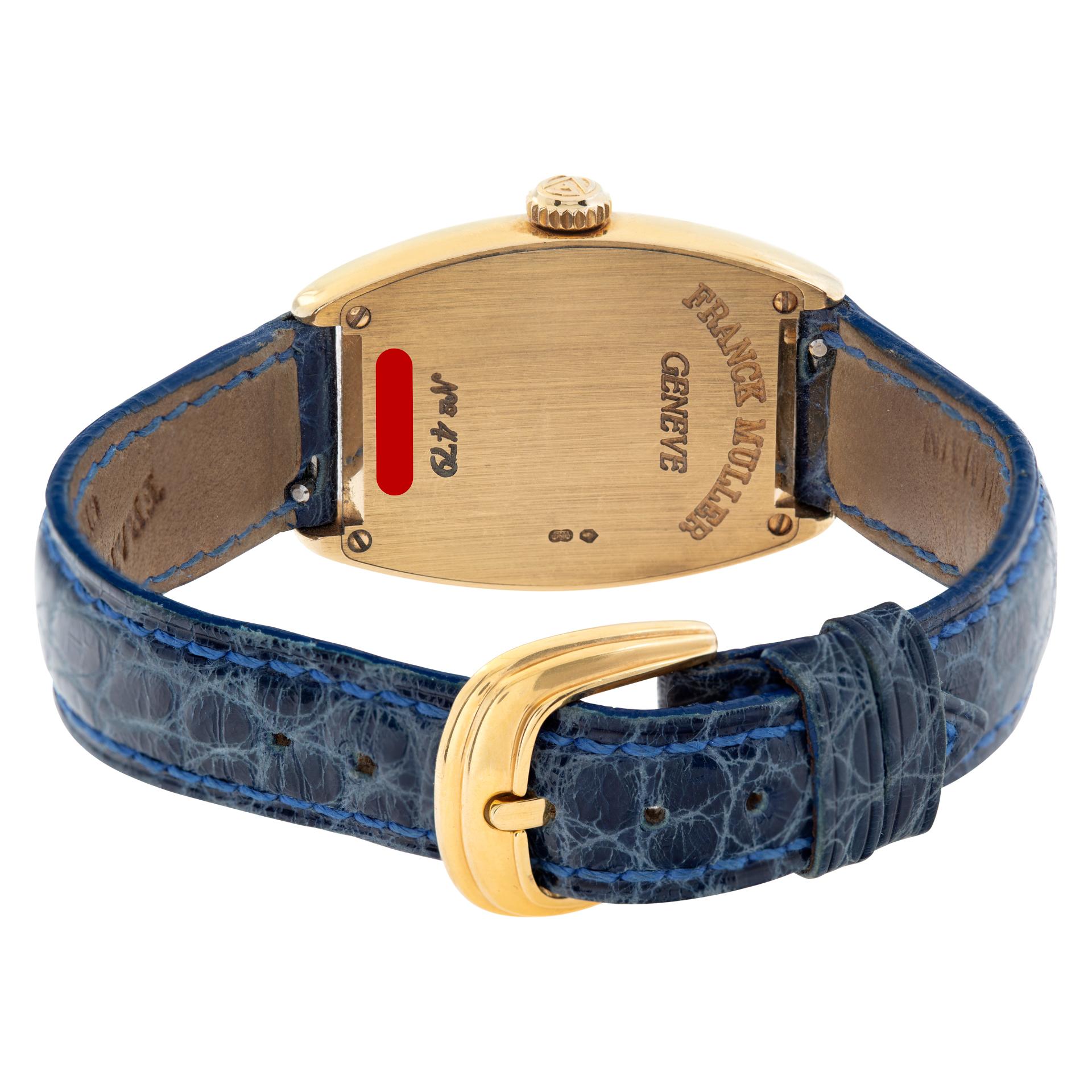 Franck Muller Curvex 1750 S6 in yellow gold with a aBlue dial 25mm Manual watch In Excellent Condition In Surfside, FL