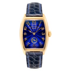 Franck Muller Curvex 1750 S6 en or jaune avec cadran bleu 25 mm