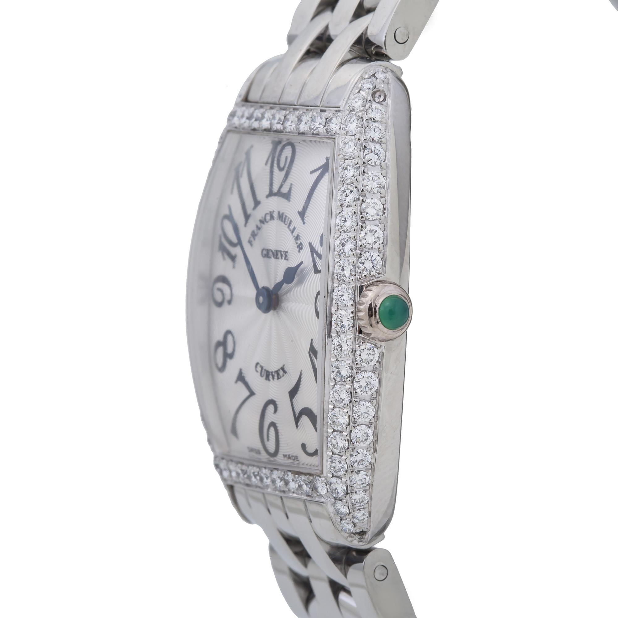 Modern Franck Muller Curvex 1752QZD Factory Diamond Silver Dial Ladies Watch