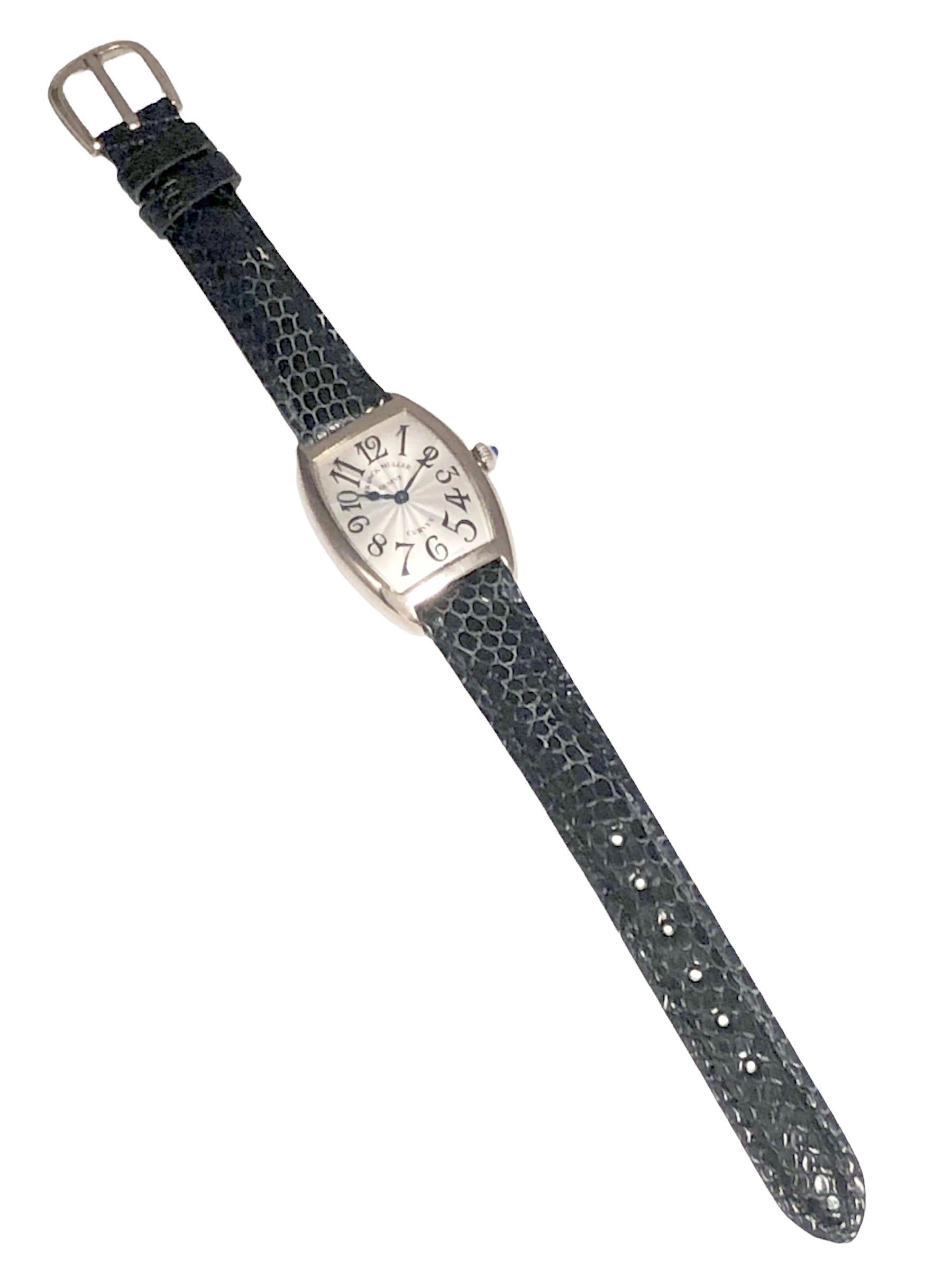 Franck Muller Curvex 18k White Gold ladies Ref 1752 Quartz Wrist Watch In Excellent Condition In Chicago, IL