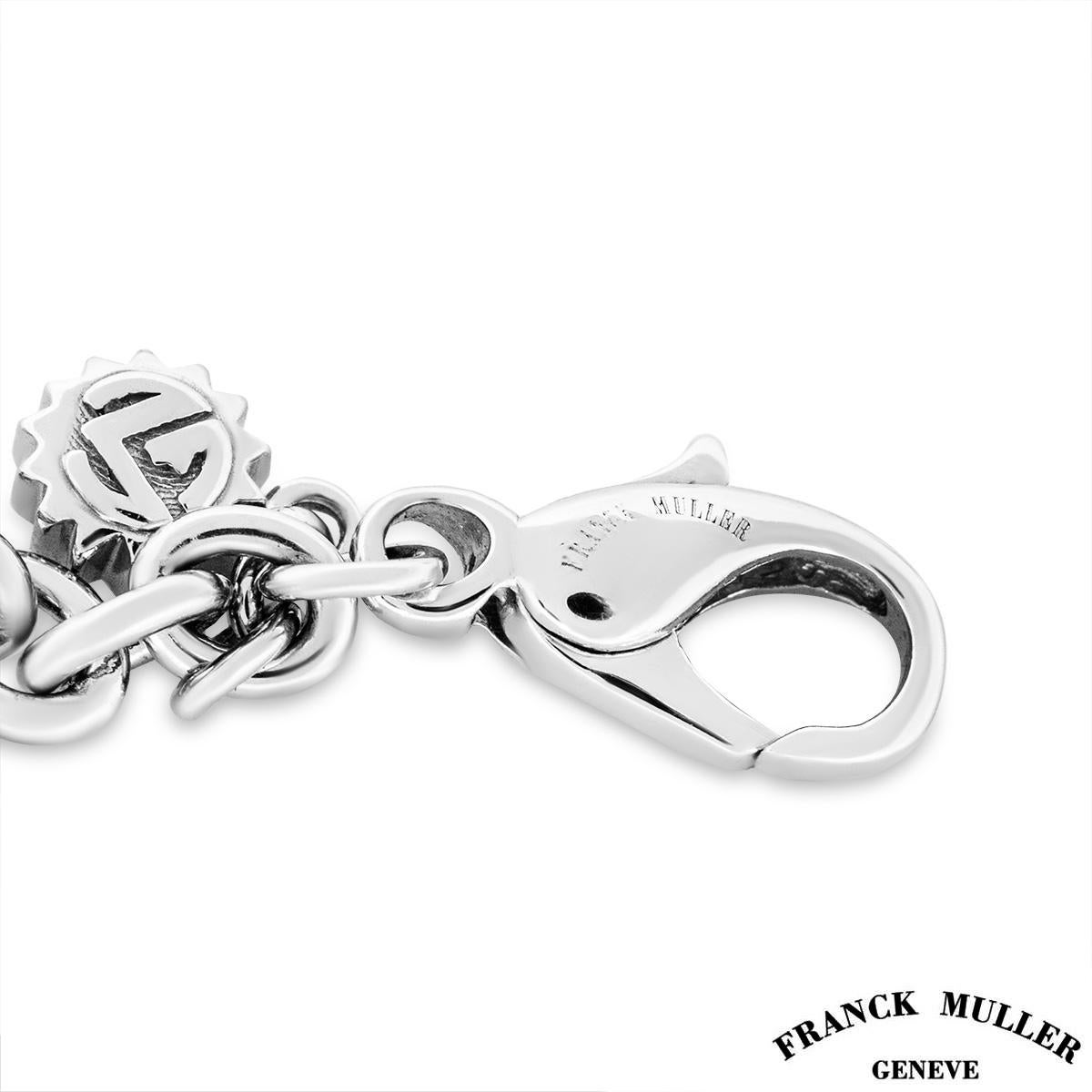 Round Cut Franck Muller Diamond and White Gold Talisman Charm Bracelet For Sale