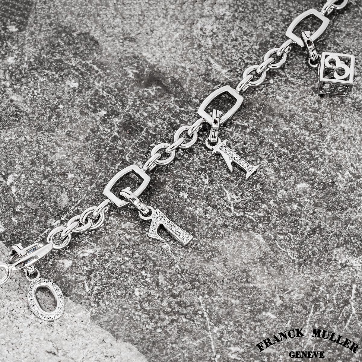 Franck Muller Diamond and White Gold Talisman Charm Bracelet In Excellent Condition For Sale In London, GB