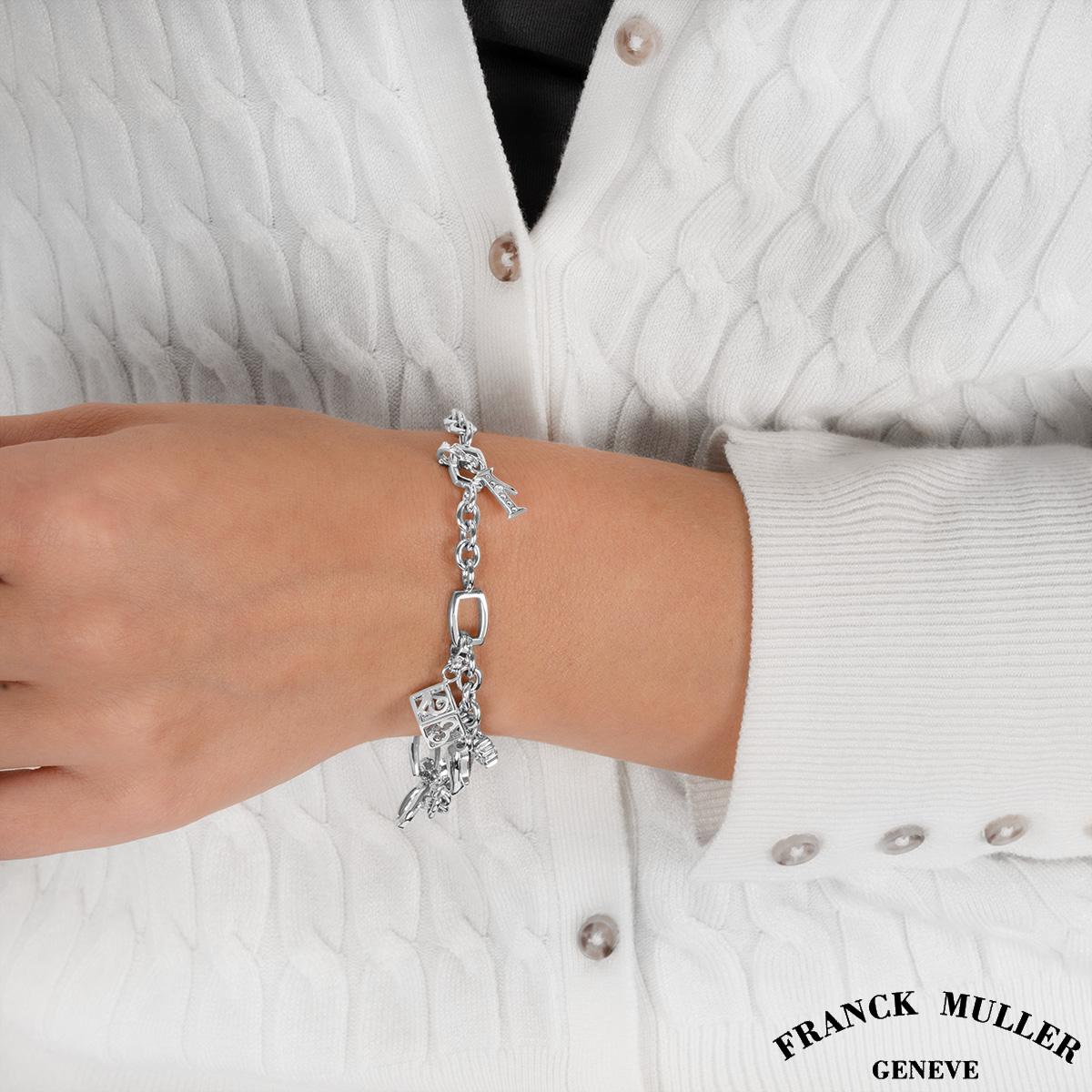 Women's Franck Muller Diamond and White Gold Talisman Charm Bracelet For Sale