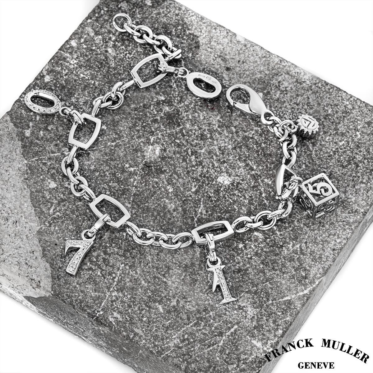 Franck Muller Bracelet à breloques talisman en or blanc et diamants en vente 2