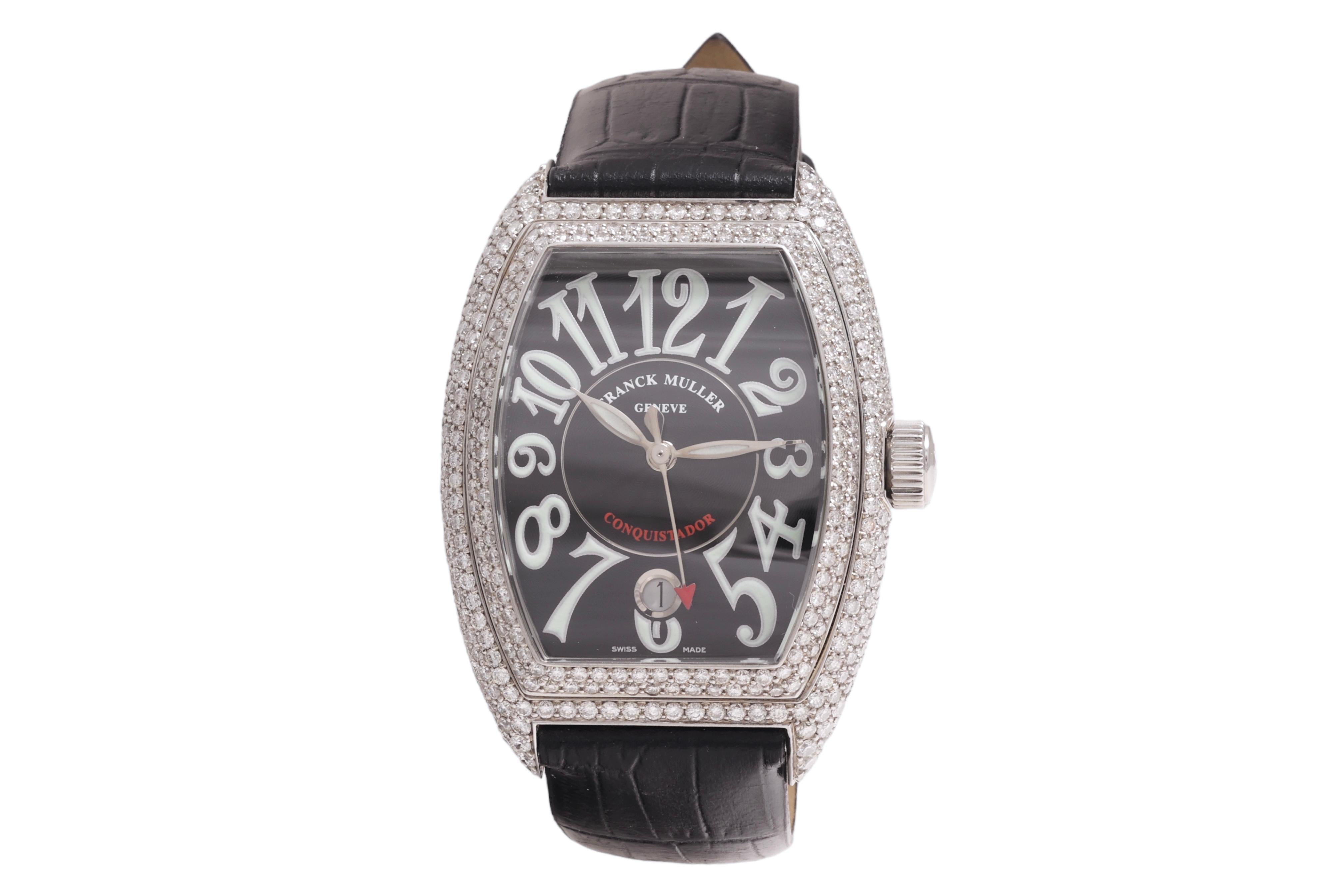 Franck Muller Diamonds Conquistador Automatic Wristwatch Ref. 8001 SC Full Set For Sale 4