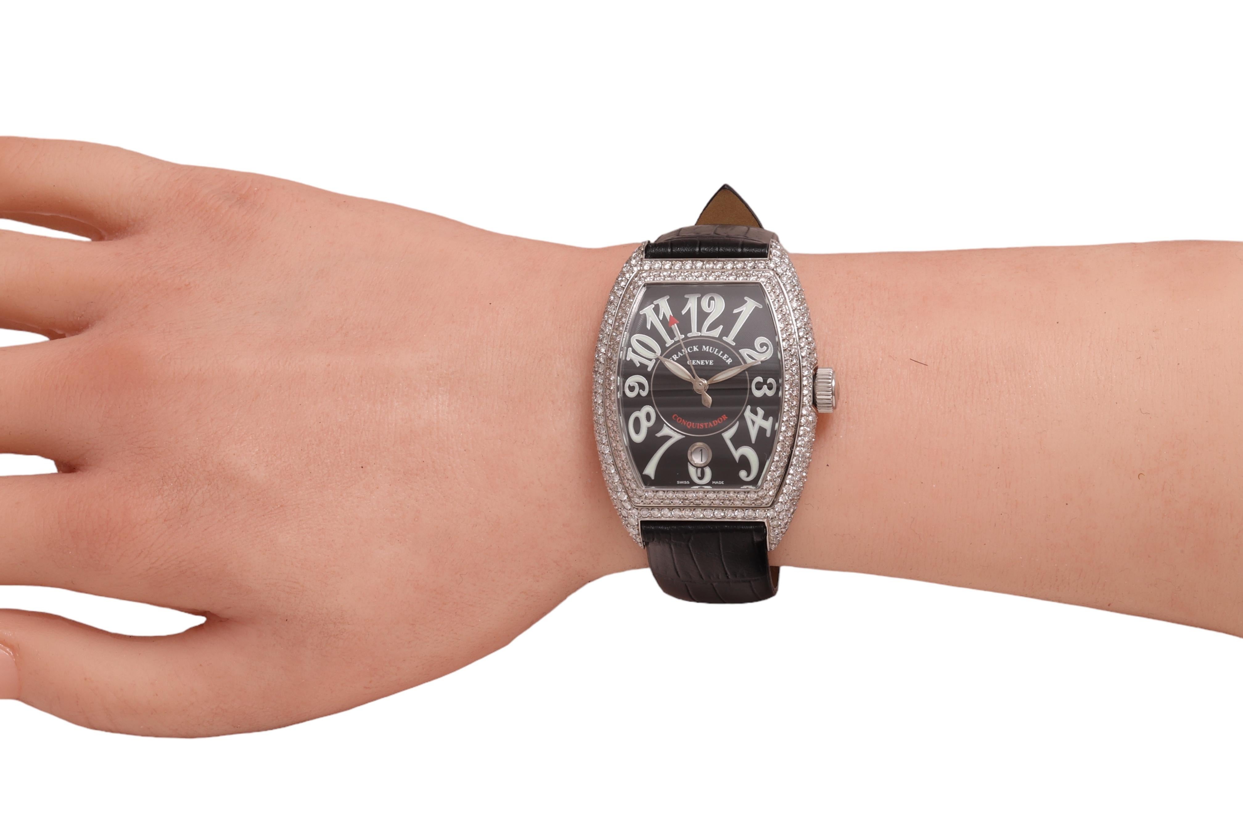 Franck Muller Diamonds Conquistador Automatic Wristwatch Ref. 8001 SC Full Set For Sale 7
